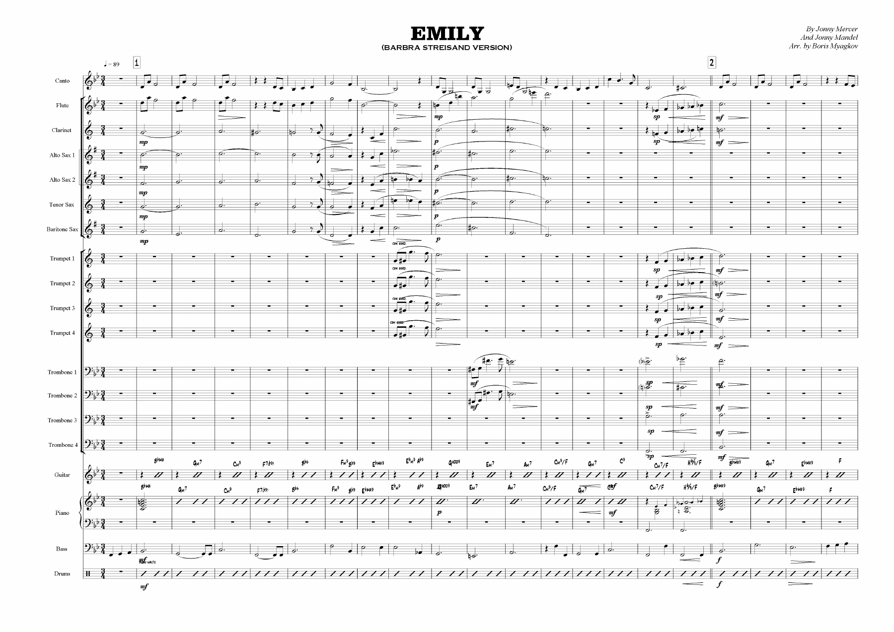 Emily — sheet music cover (first page)