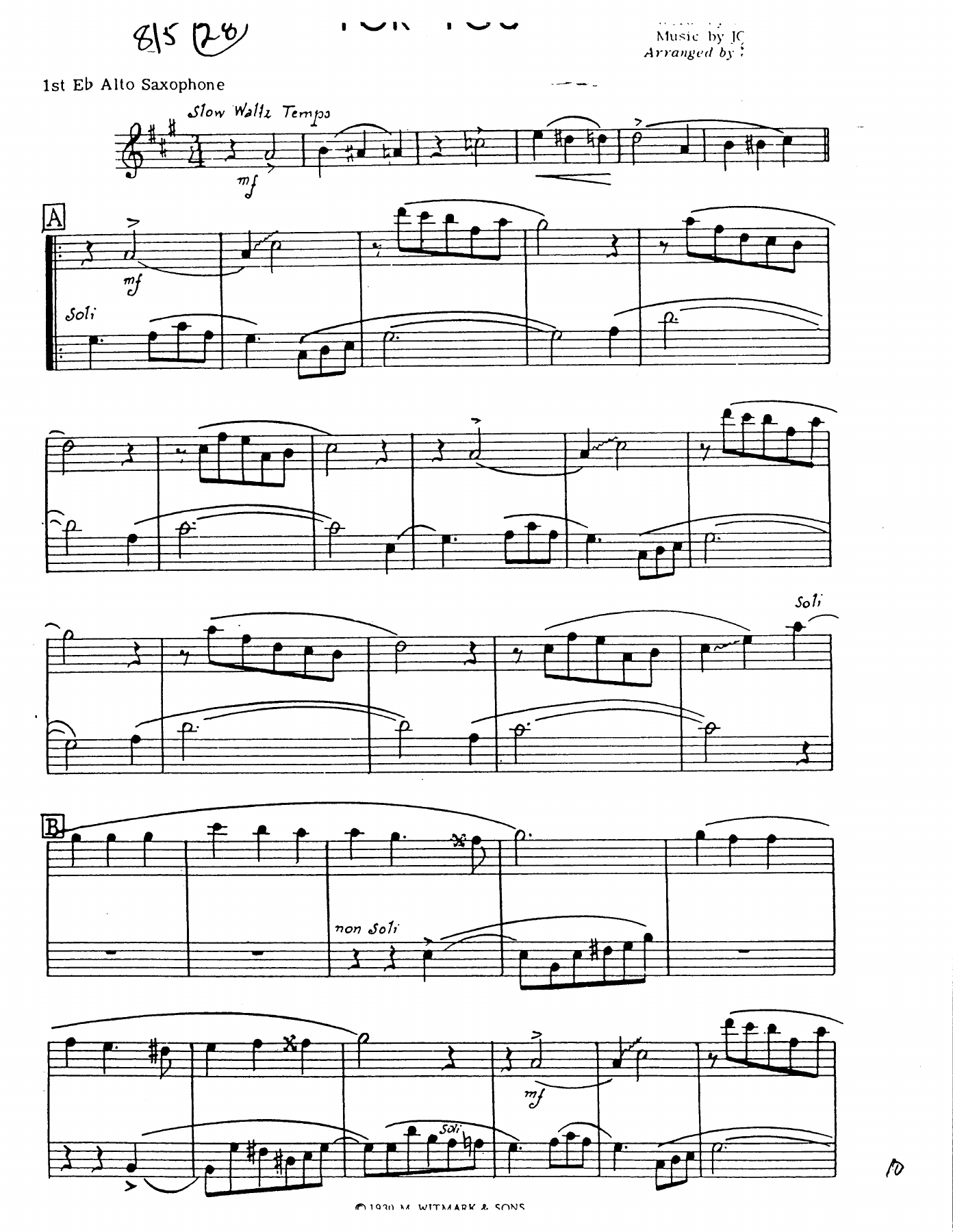For You — sheet music cover (first page)