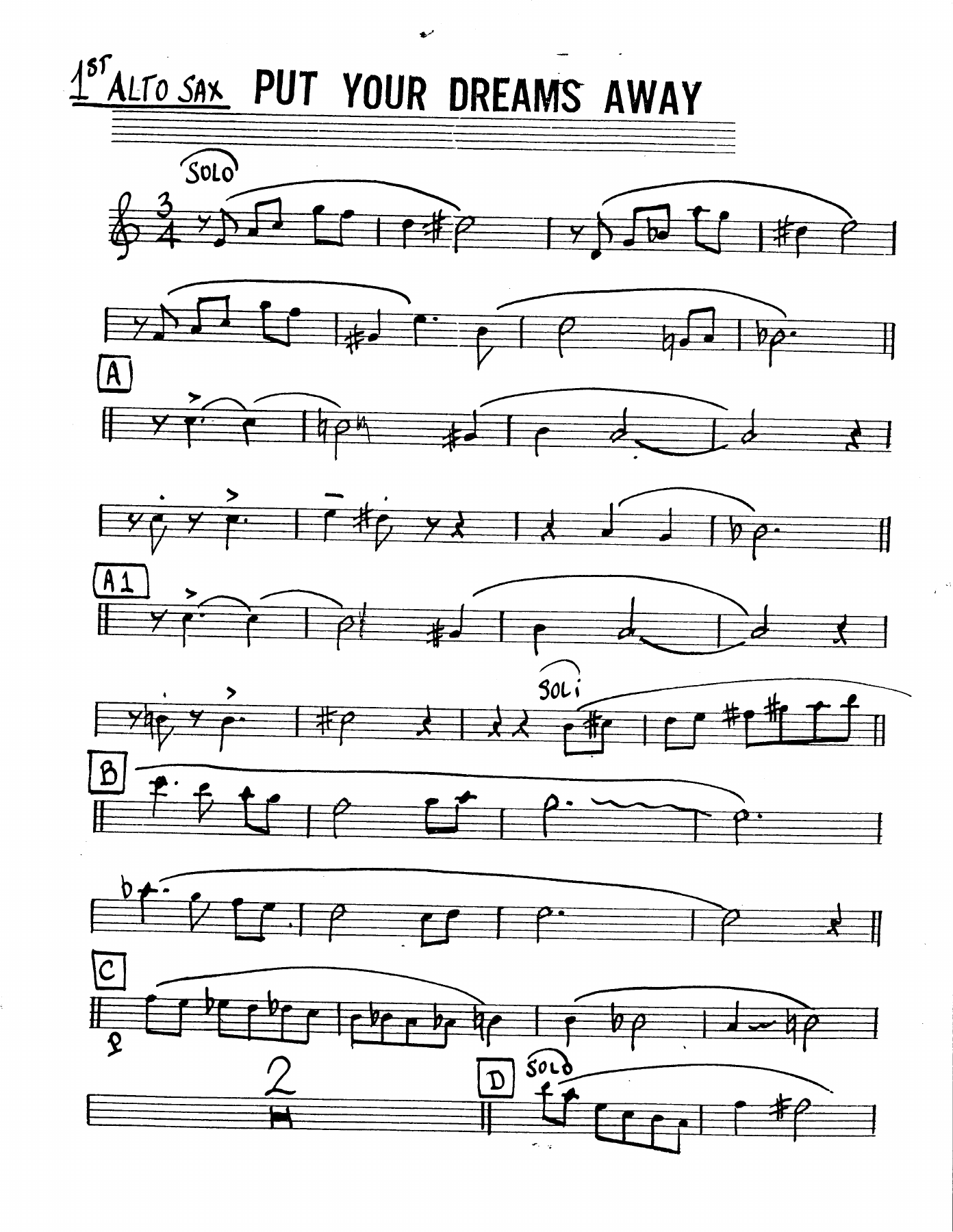 Put Your Dreams Away — sheet music cover (first page)