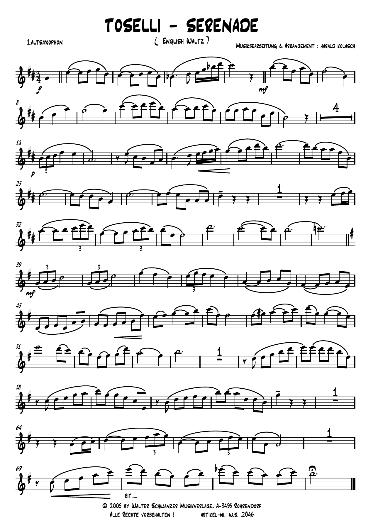 Toselli-Serenade — sheet music cover (first page)