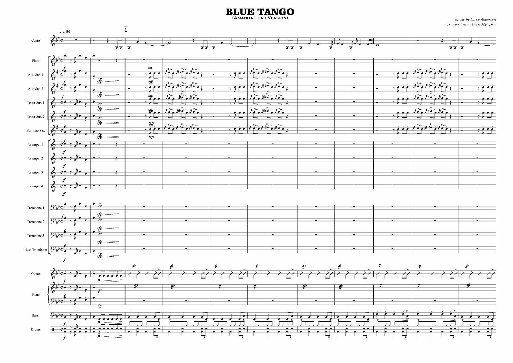 Blue Tango — sheet music cover (first page)