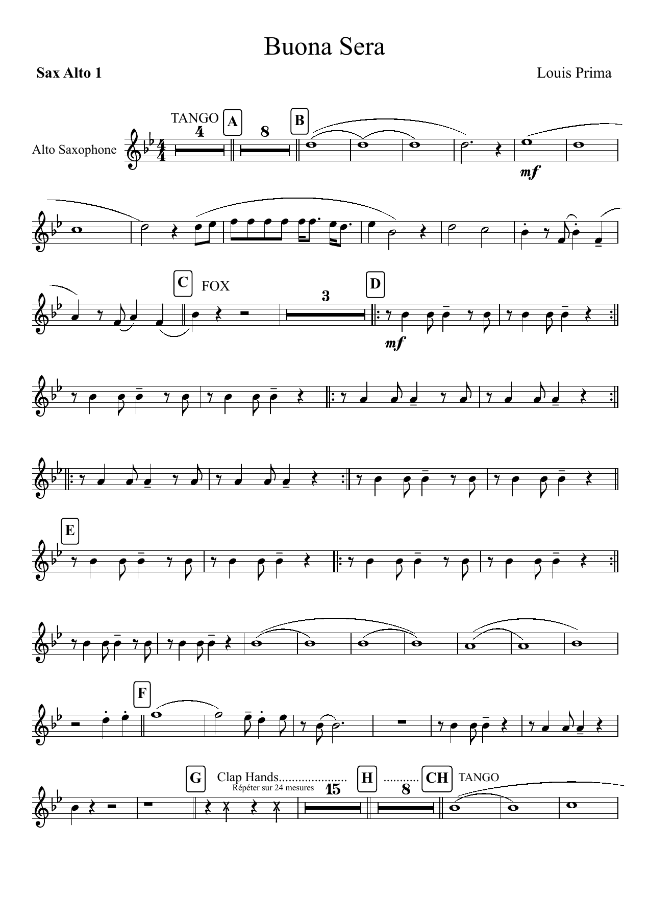 Buona Sera — sheet music cover (first page)