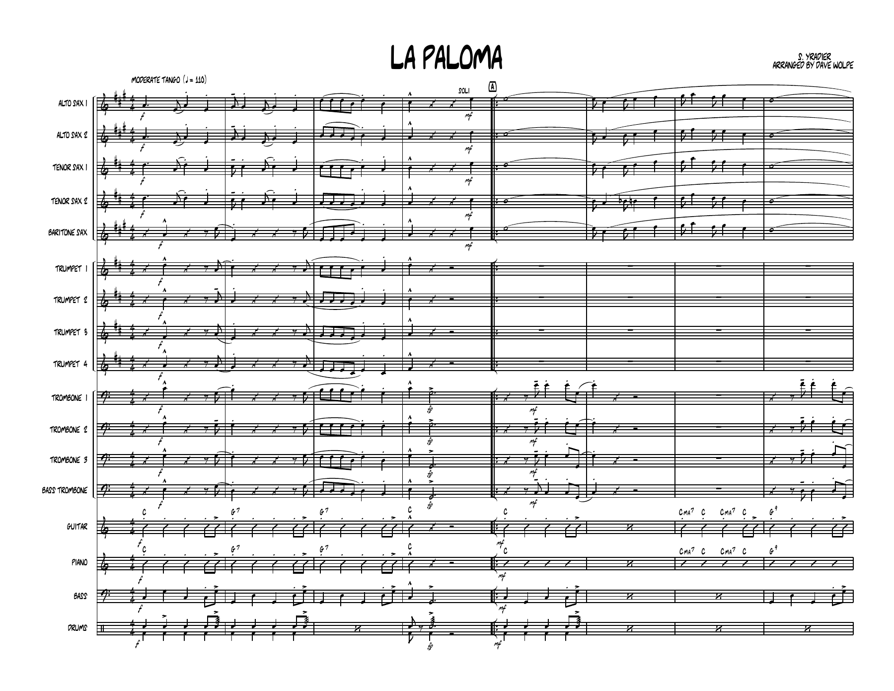 La Paloma — sheet music cover (first page)