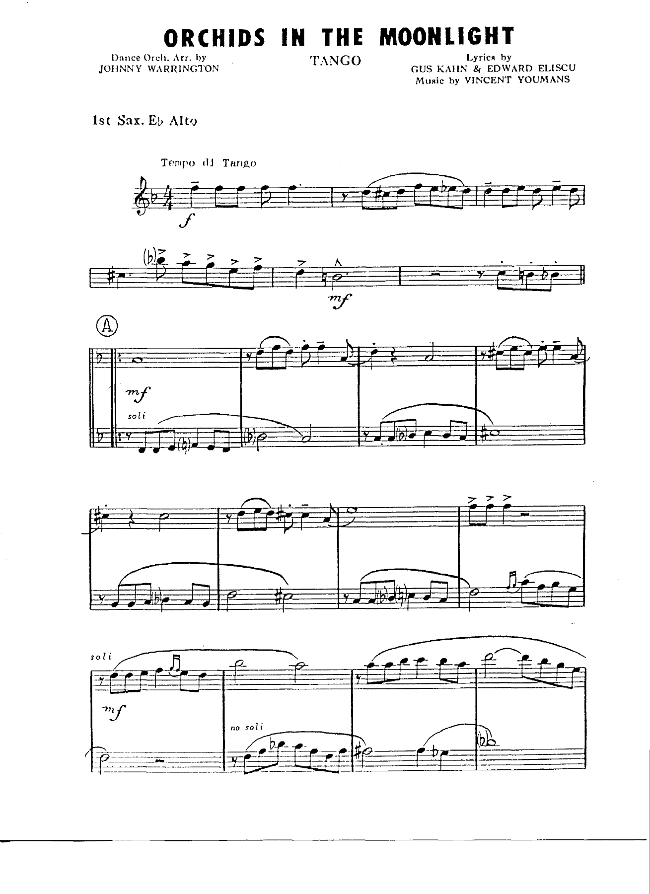 Orchids In The Moonlight — sheet music cover (first page)