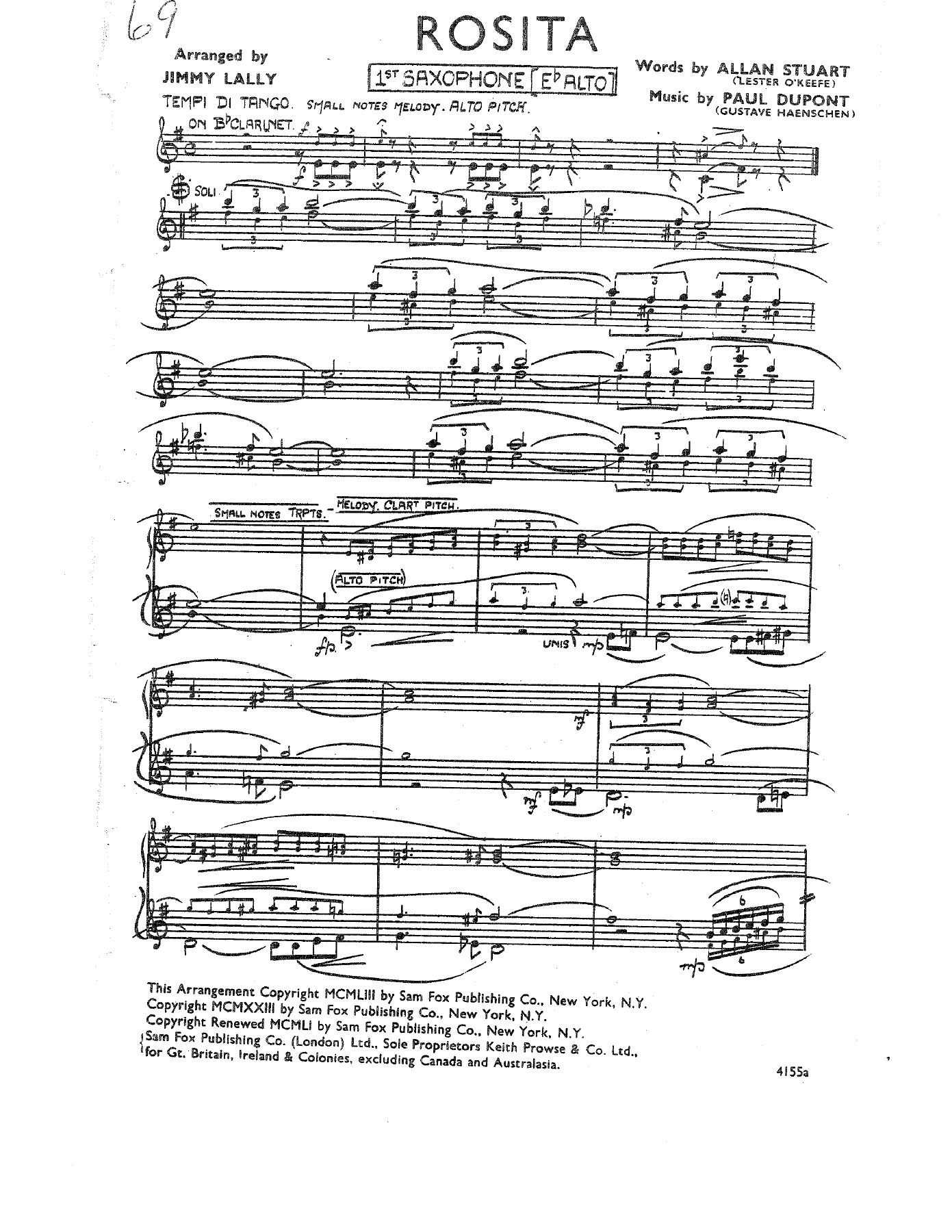 Rosita — sheet music cover (first page)
