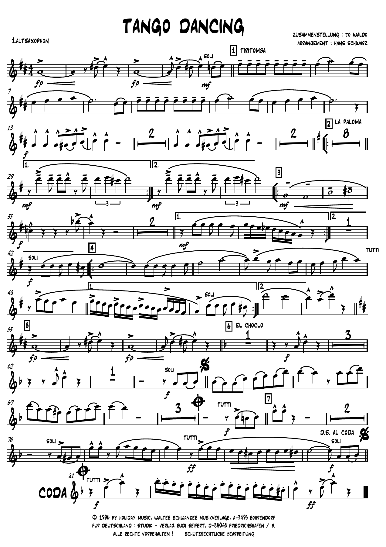 Tango Dancing - Jo Waldo — sheet music preview