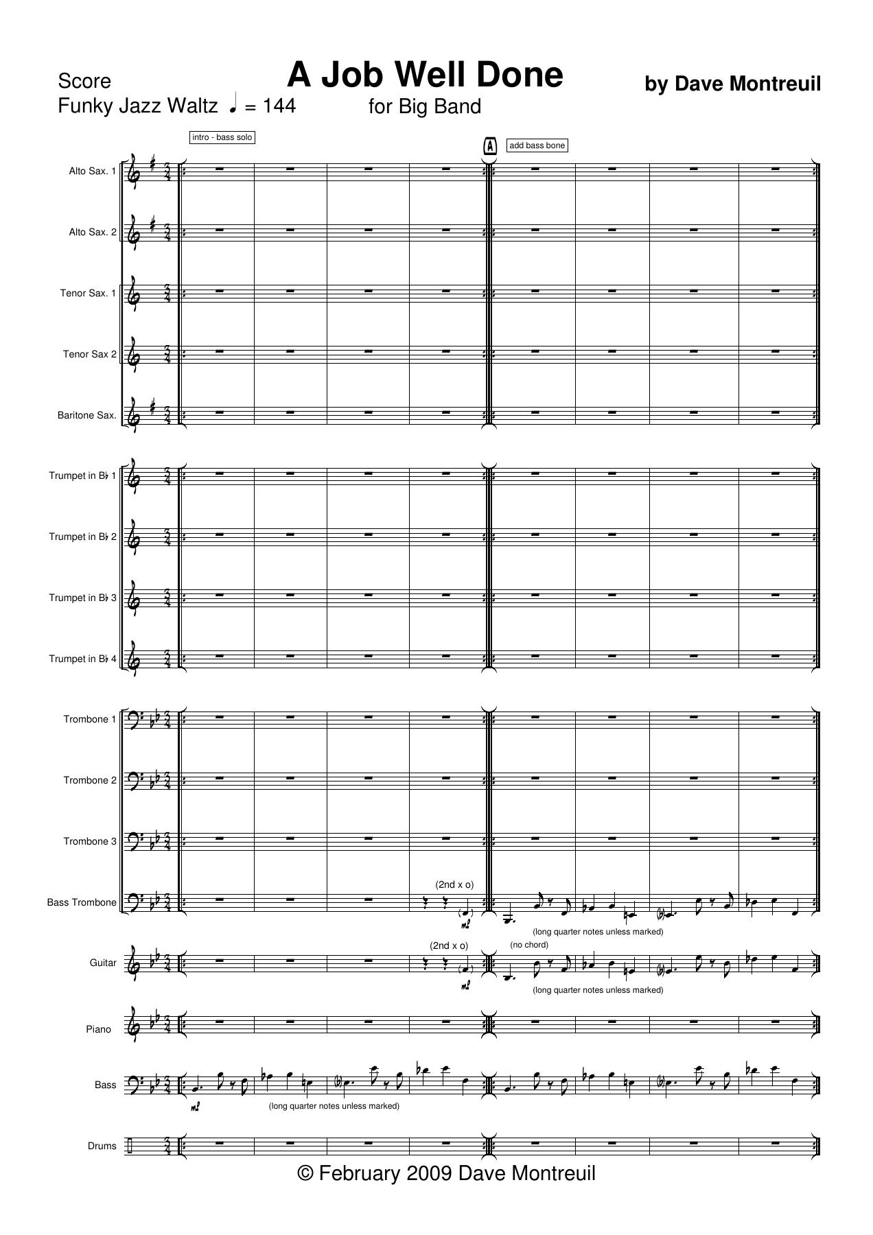 A Job Well Done — Big Band sheet music by D. Montreuil | Waltz