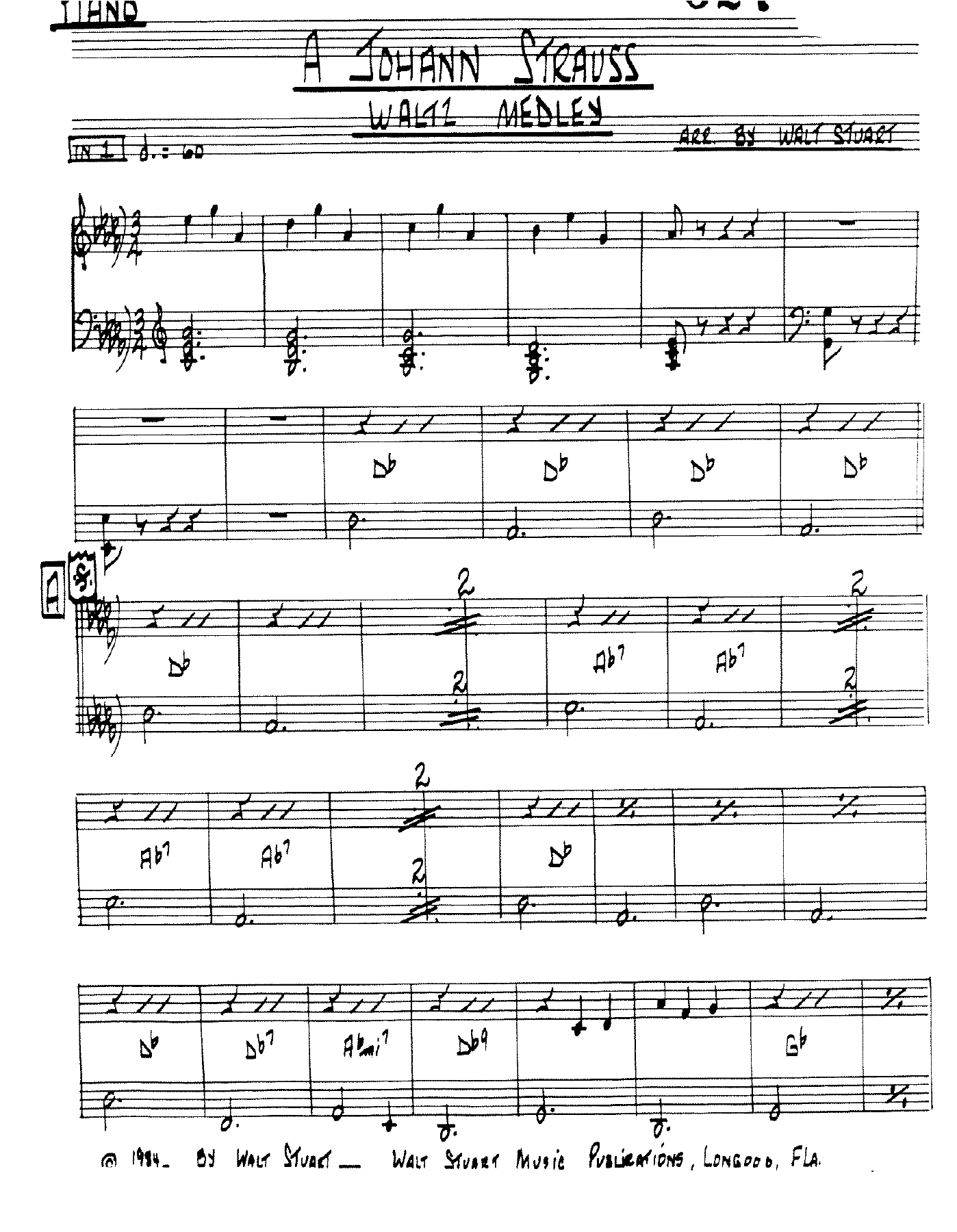 A Johann Strauss Waltz Medley — sheet music preview