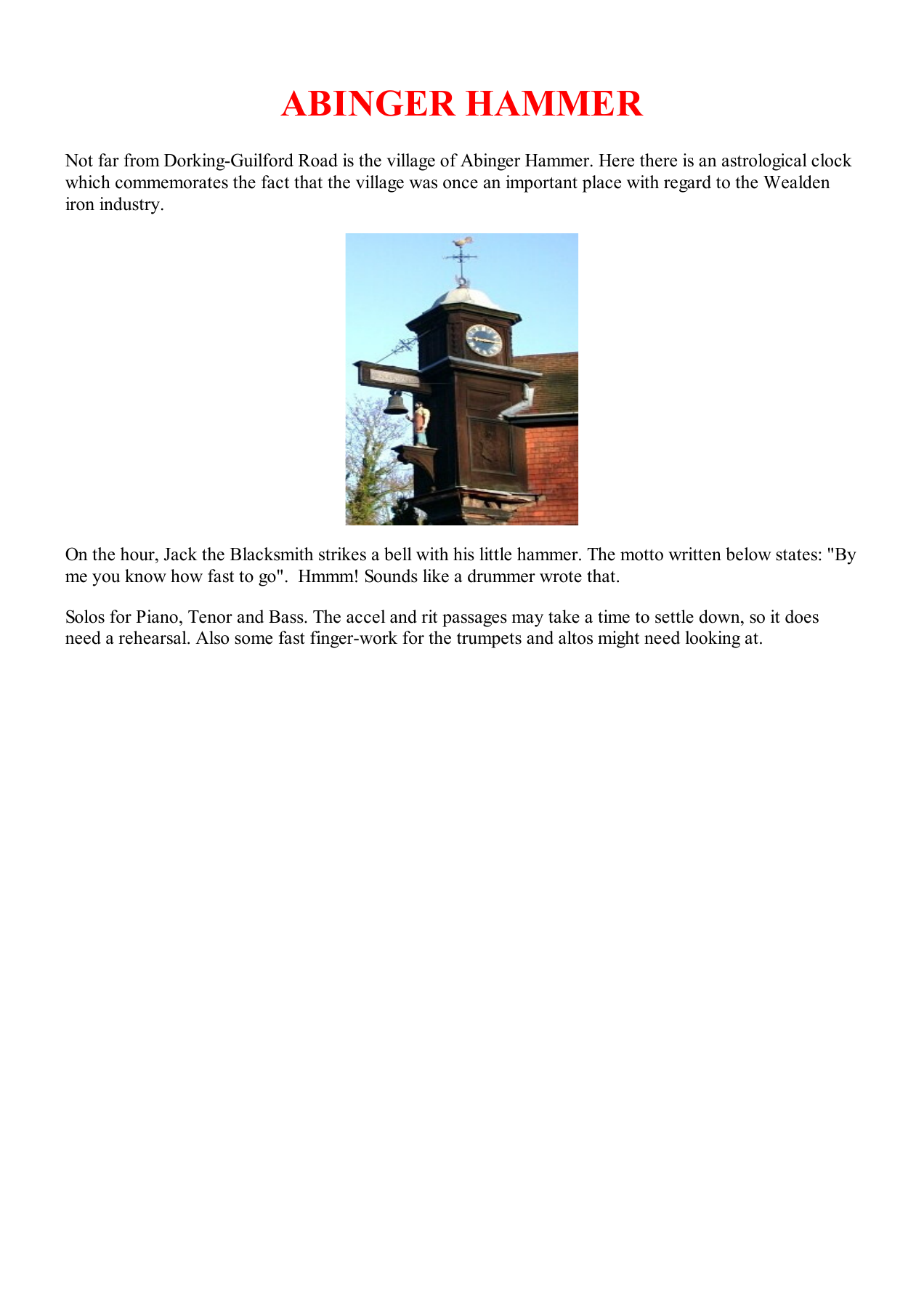 Abinger Hammer — sheet music preview