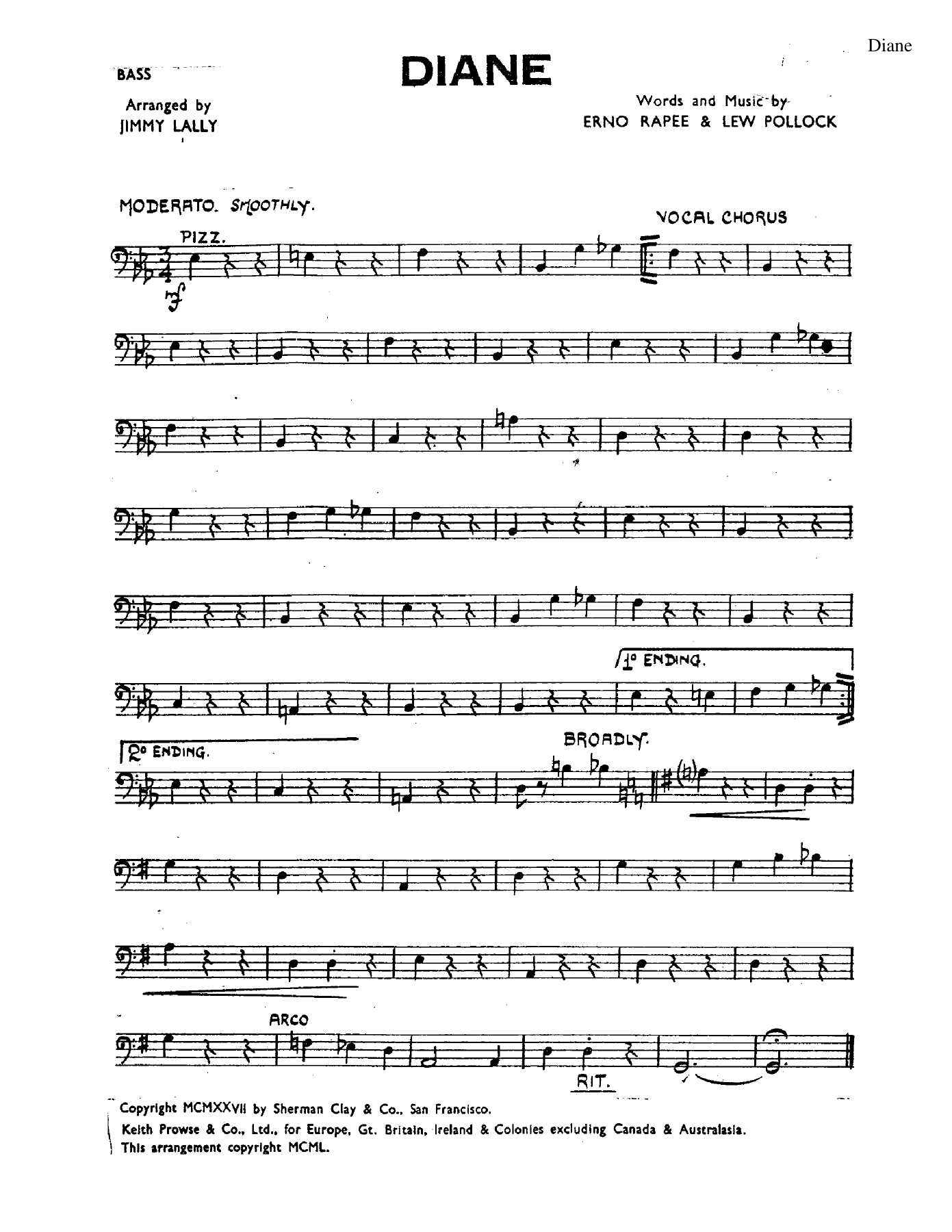Diane — sheet music cover (first page)