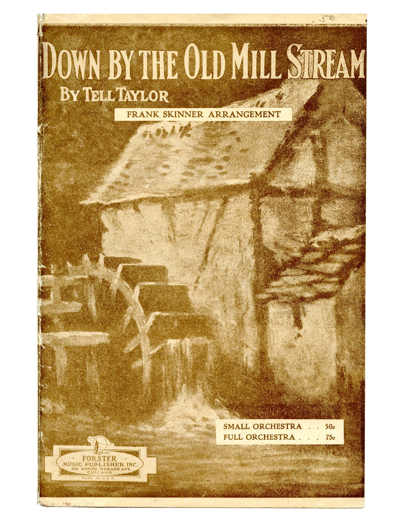 Down By The Old Mill Stream — sheet music cover (first page)