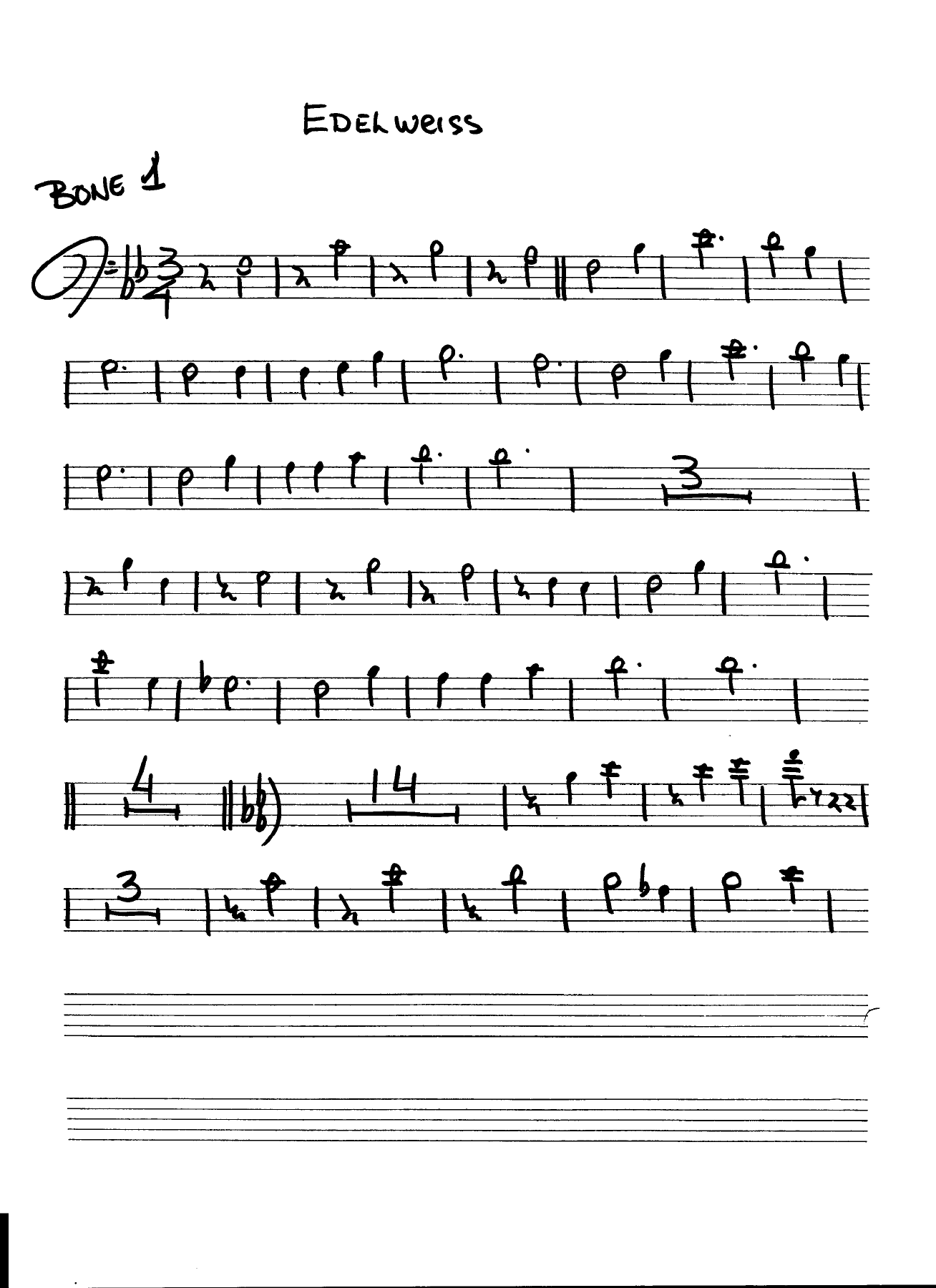Edelweiss - Handwritten - Waltz — sheet music preview