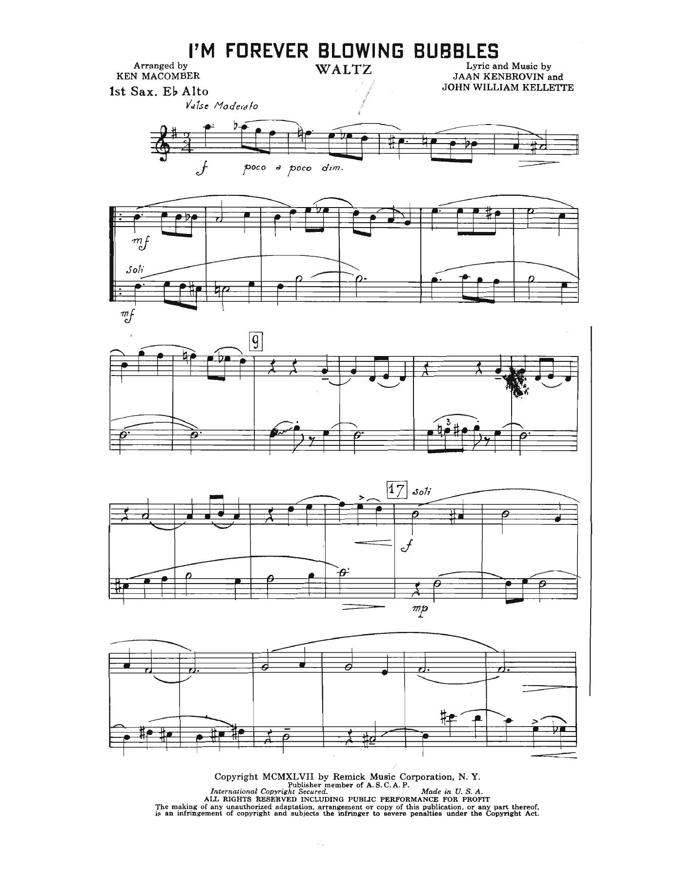 I'm Forever Blowing Bubbles — sheet music preview