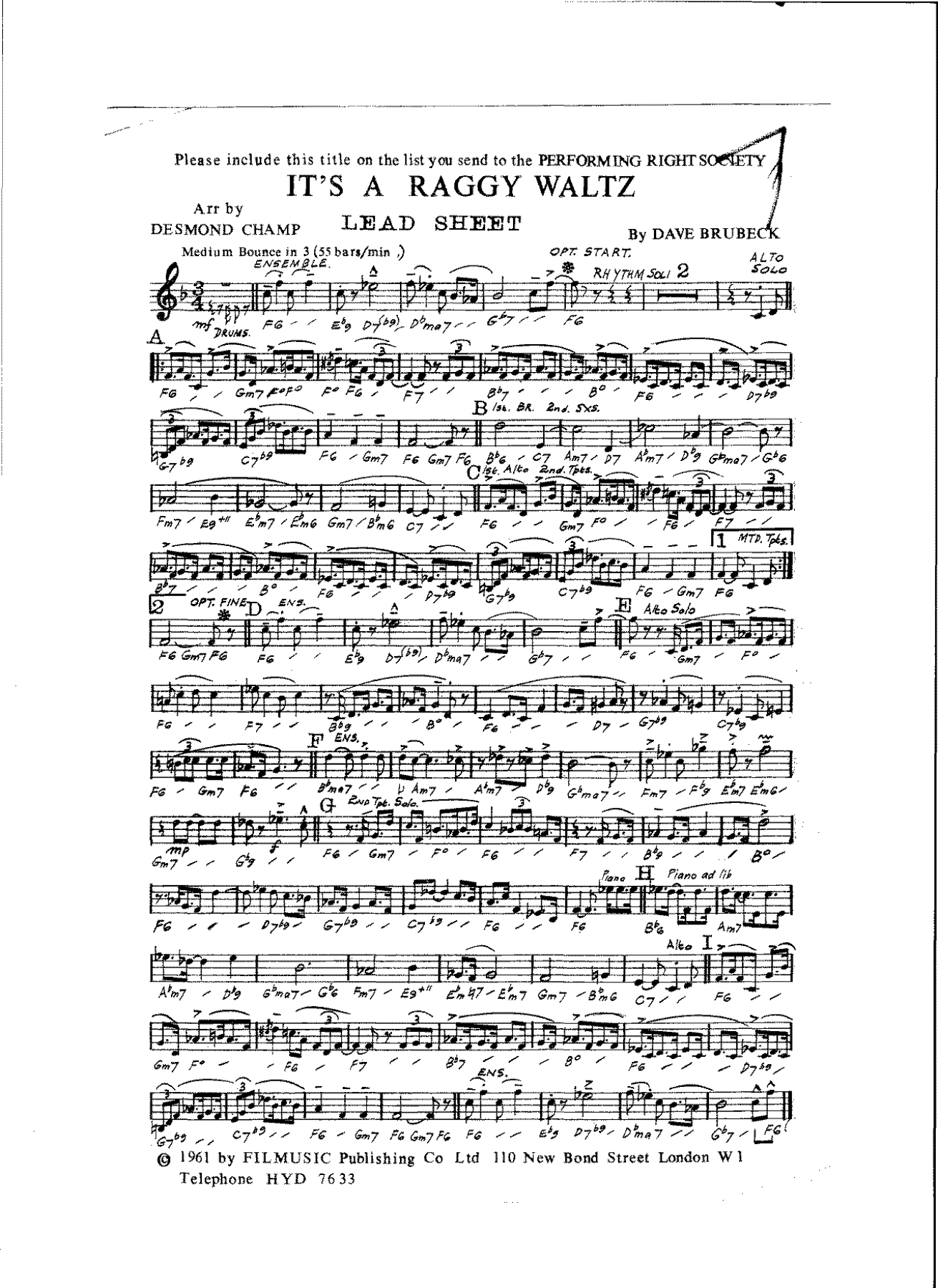 It's A Raggy Waltz — sheet music preview