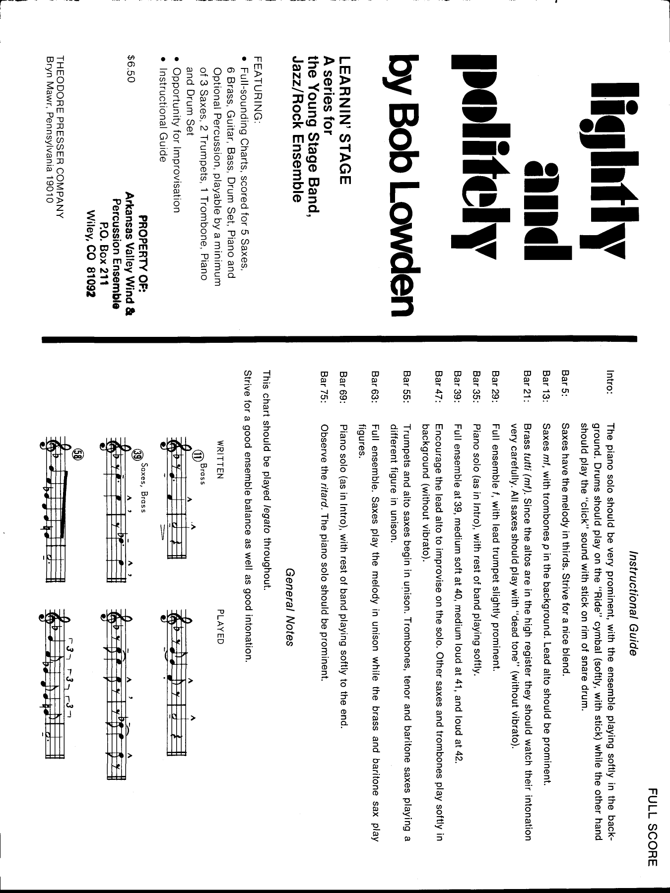 Lightly And Politely — sheet music cover (first page)