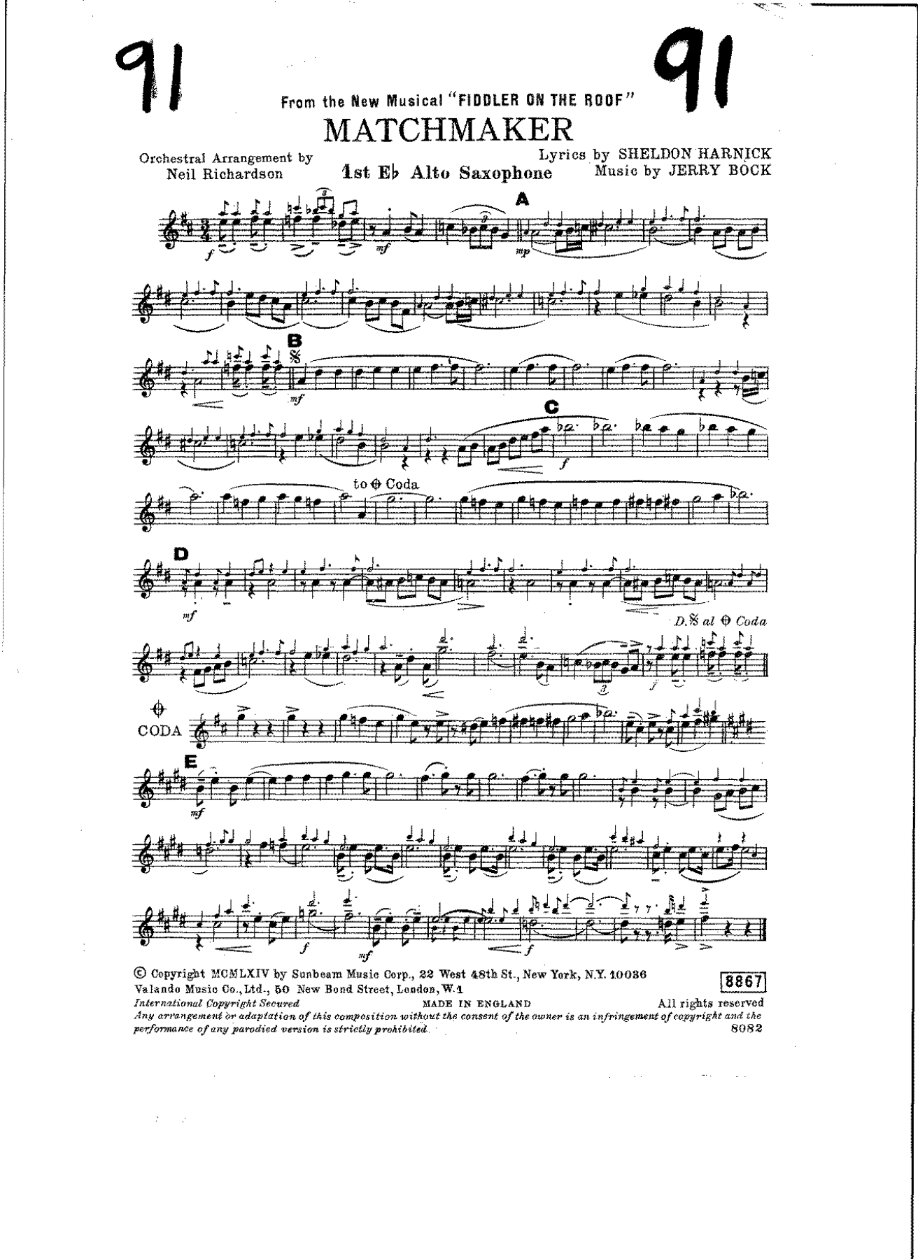 Matchmaker — sheet music preview