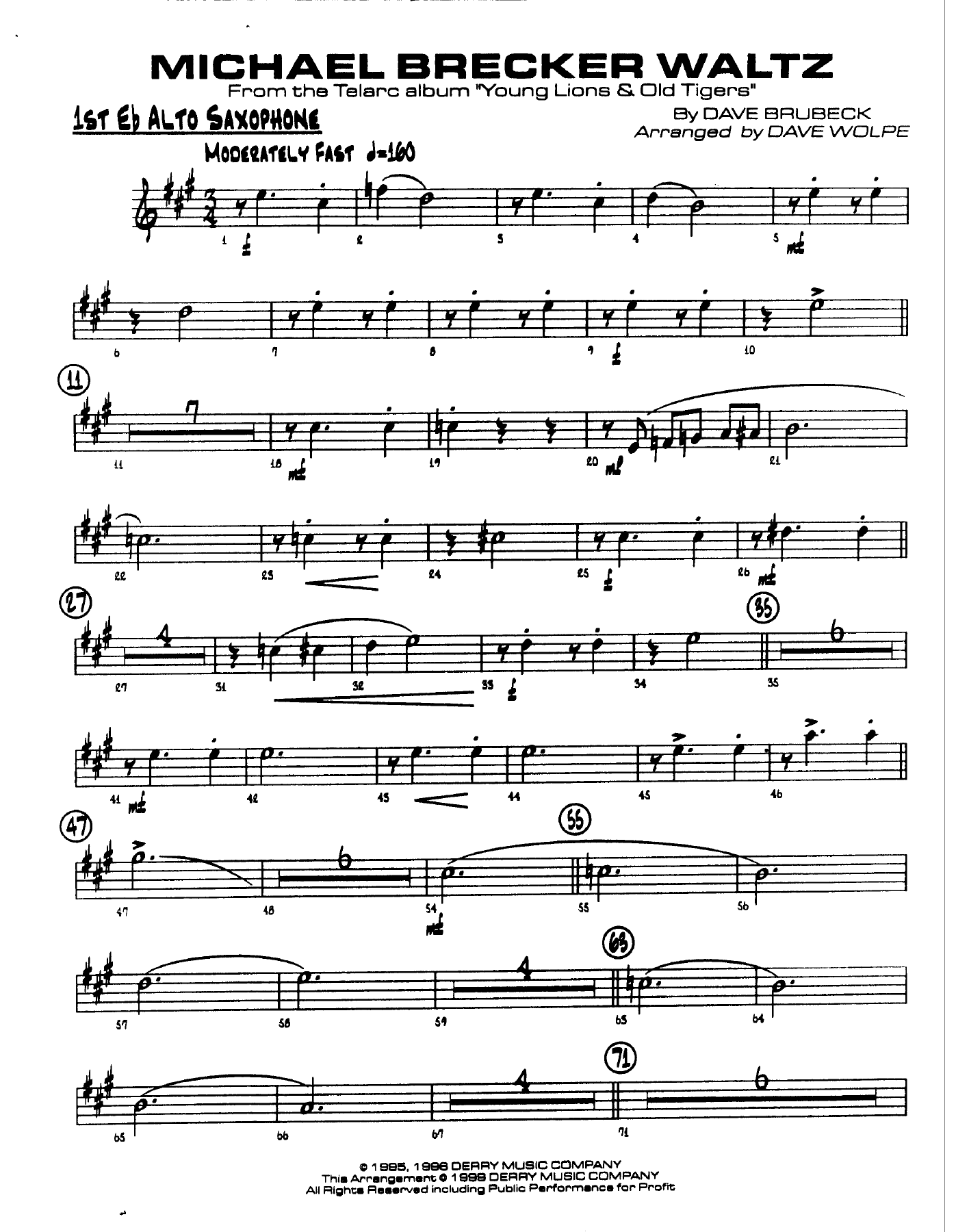 Michael Brecker Waltz — sheet music cover (first page)