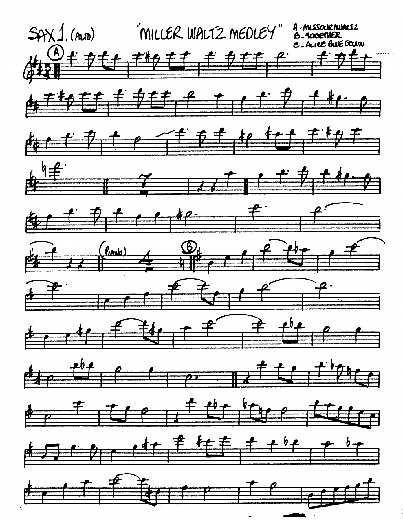 Miller Waltz Medley — sheet music preview