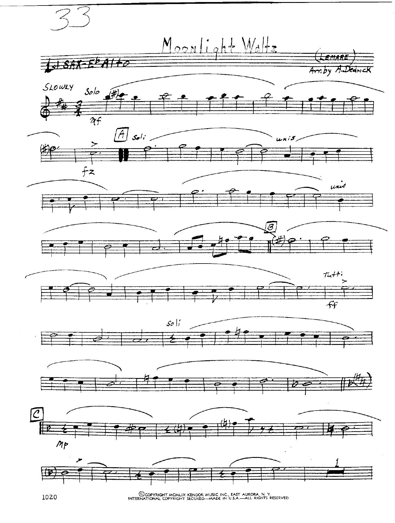 Moonlight Waltz — sheet music cover (first page)