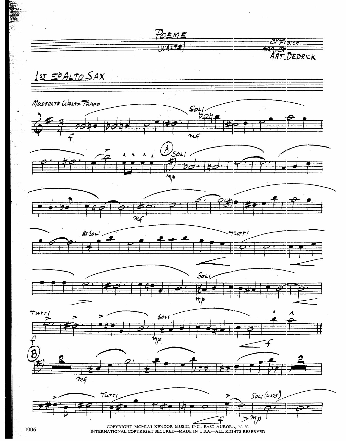 Poeme — sheet music cover (first page)