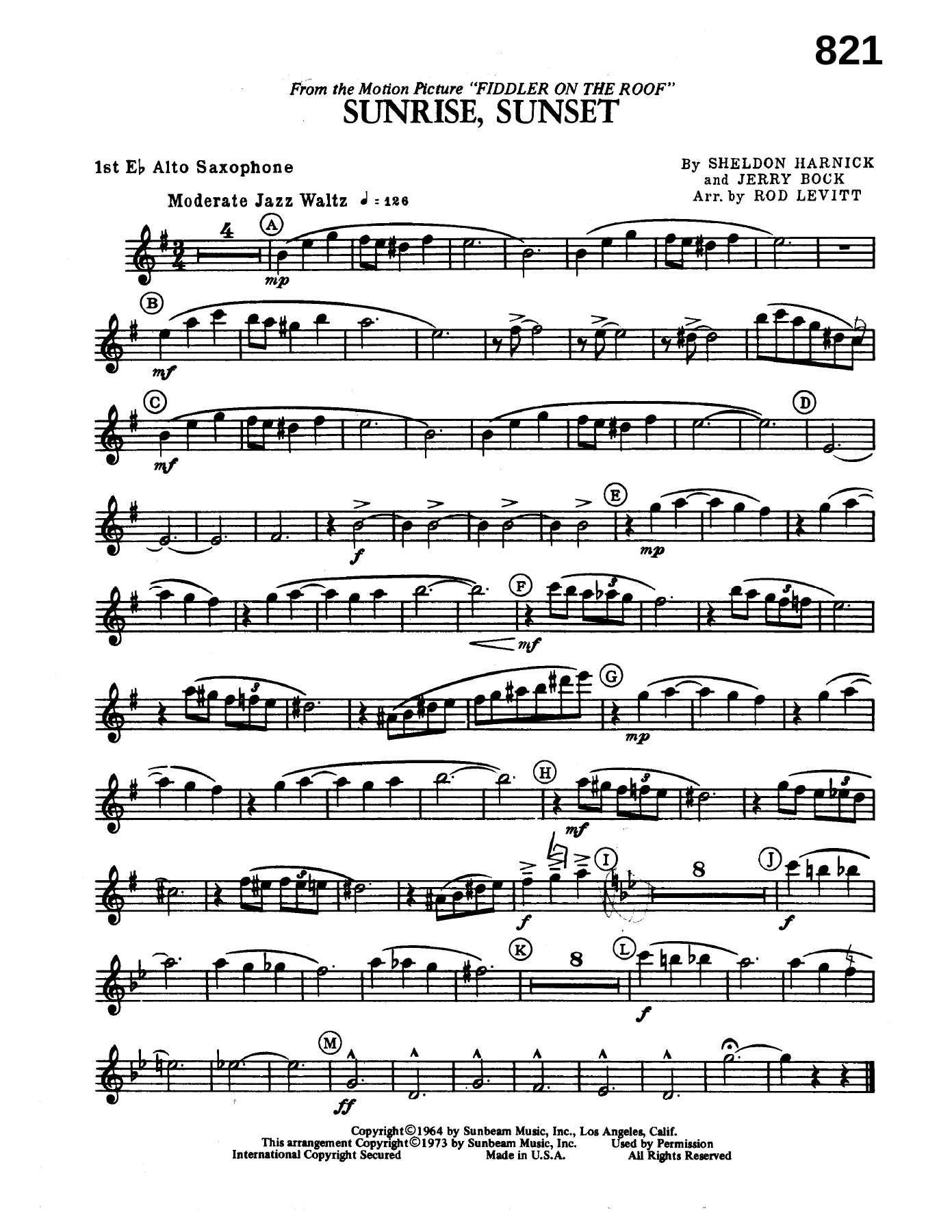 Sunrise, Sunset — sheet music preview