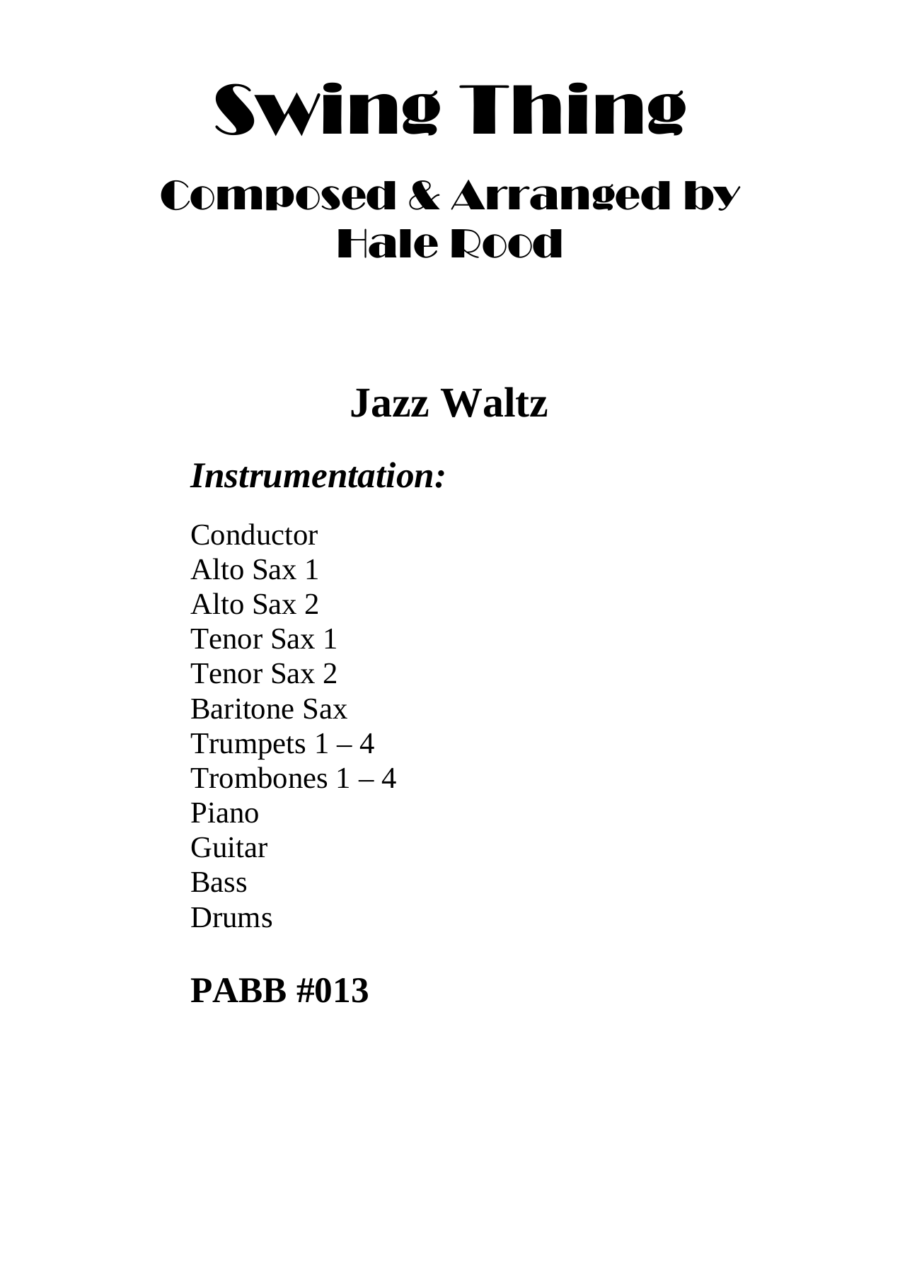 Swing Thing — sheet music preview