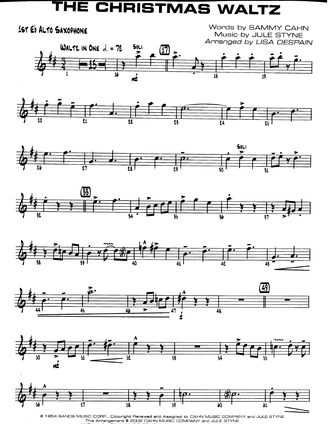 The Christmas Waltz — ビッグバンド sheet music by L. Despain | Waltz