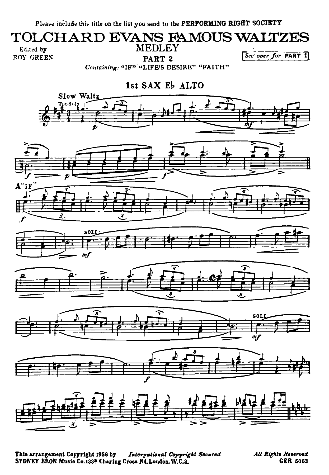 Tolchard Evans Famous Waltzes Medley - Roy Green - Part 2 — sheet music preview