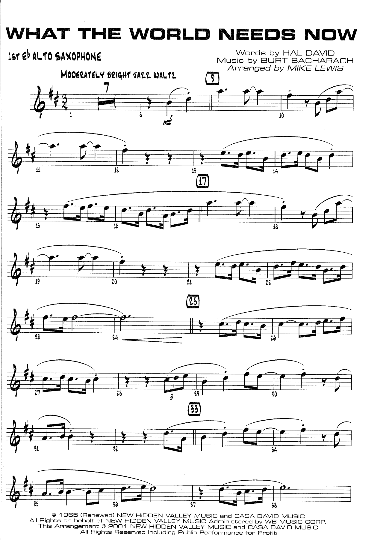 What The World Needs Now — Биг-бэнд sheet music by M. Lewis | Waltz