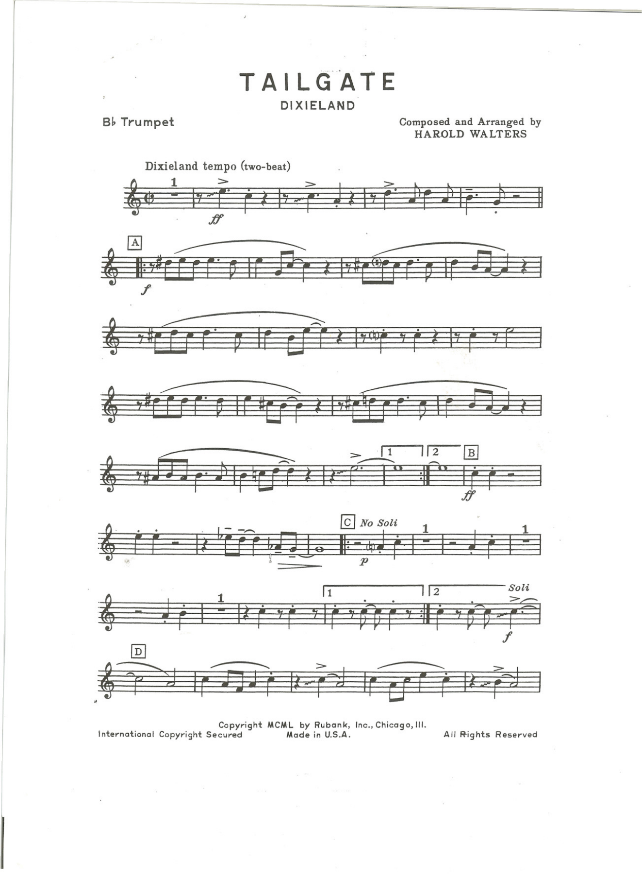 Tailgate — sheet music cover (first page)