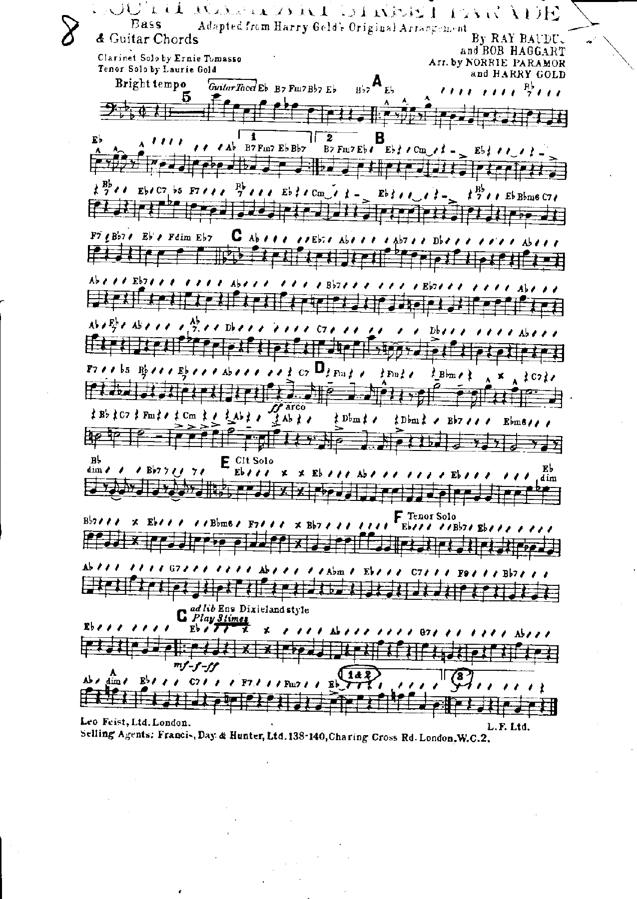 South Rampart Street Parade — Диксиленд sheet music by NORRIE PARAMOR and HARRY GOLD | Dixieland