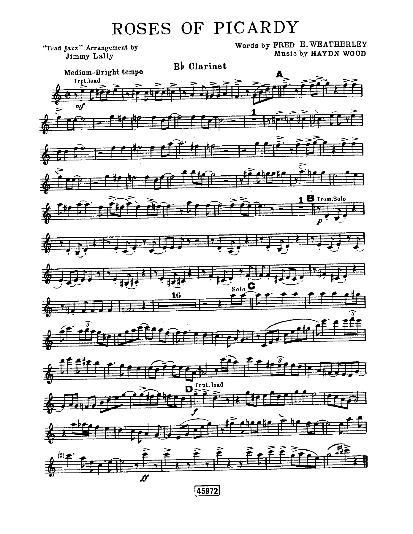 Roses Of Picardy — sheet music cover (first page)