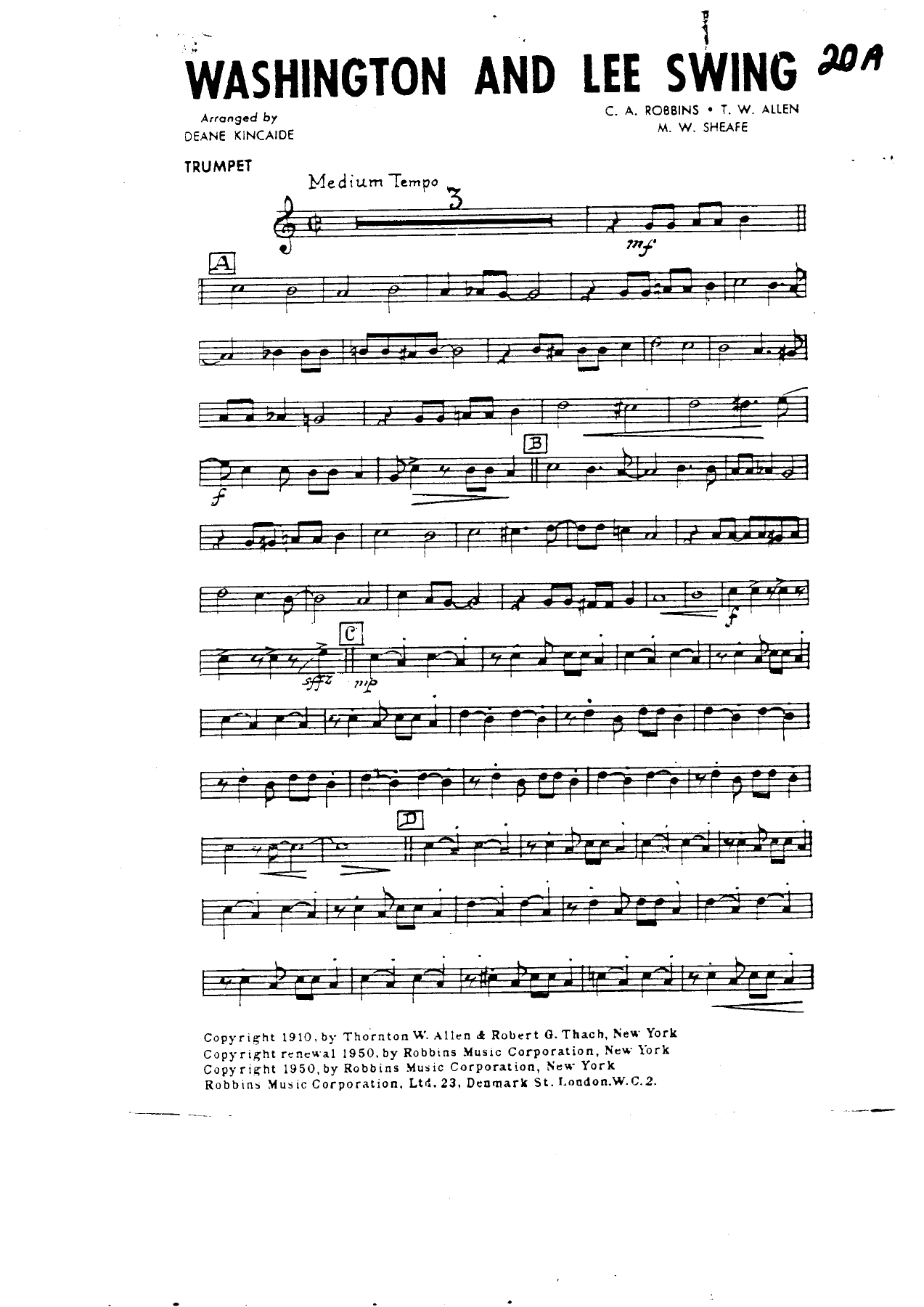 Washington And Lee Swing — Dixieland sheet music arranged by DAN RAGAN | Dixieland