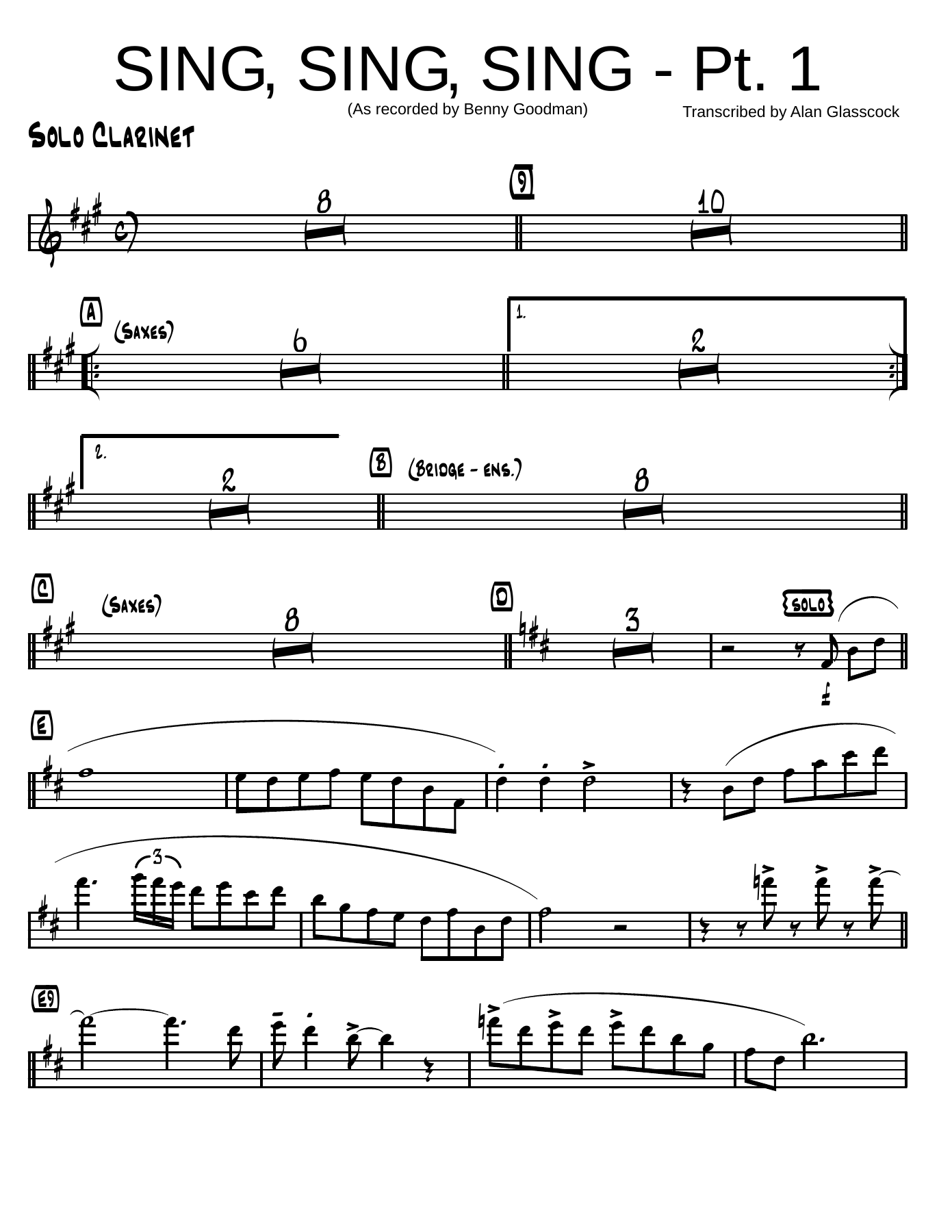 Sing Sing Sing PT 1 — sheet music preview