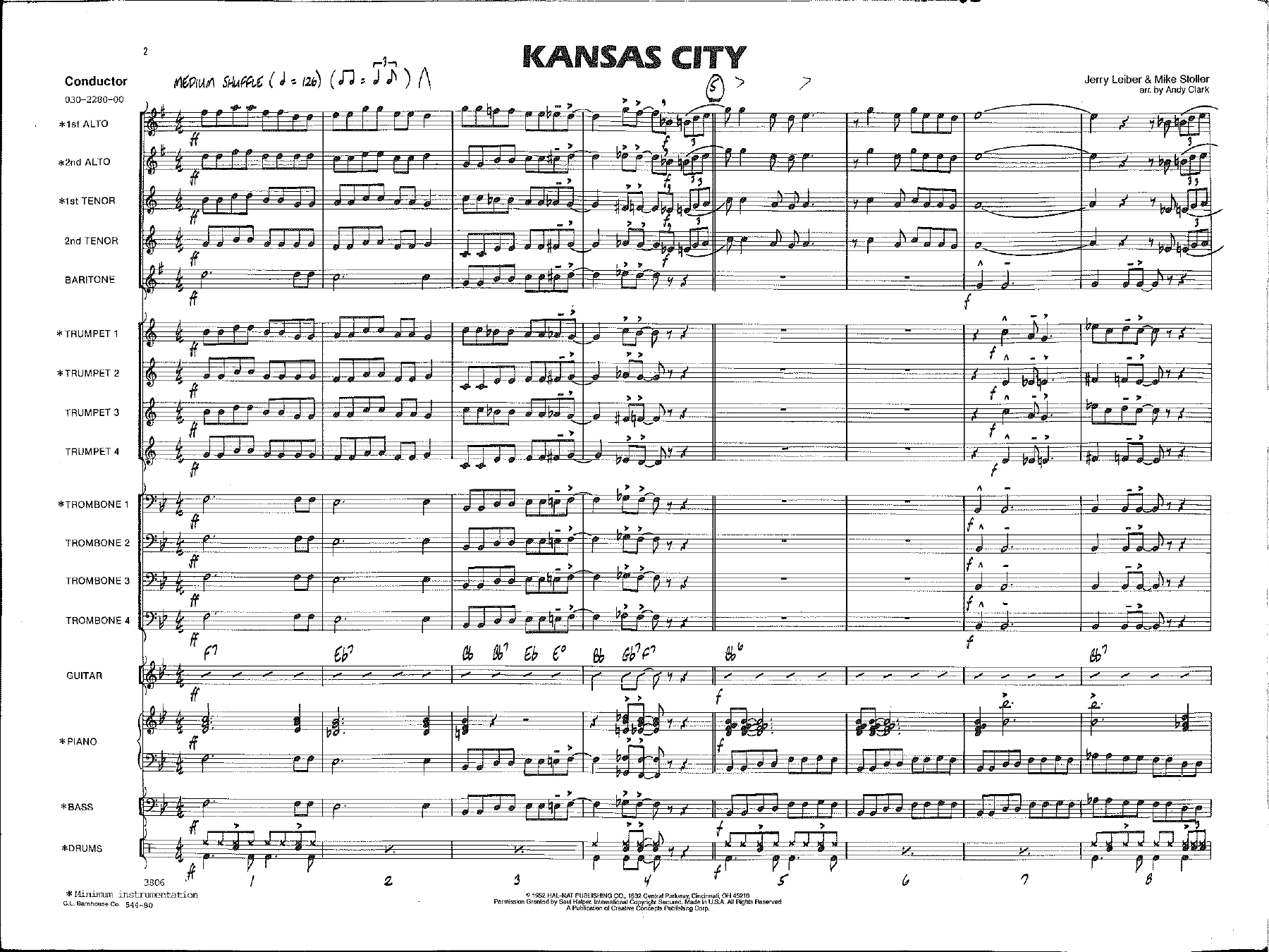 Kansas City — Big Band sheet music arranged by A.Clark | Jazz Standard
