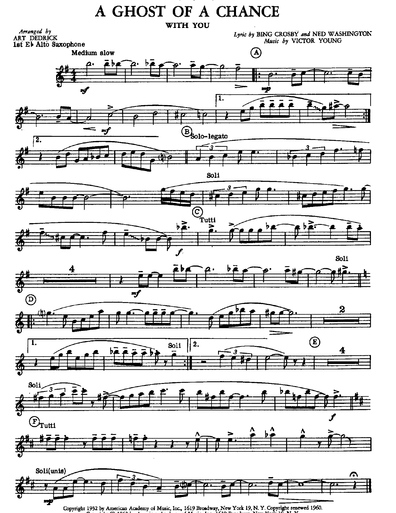 A Ghost Of A Chance — Big Band sheet music arranged by A.Dedrick | Jazz Standard