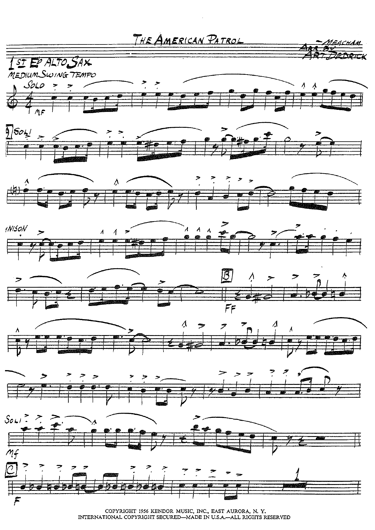 American Patrol — sheet music cover (first page)