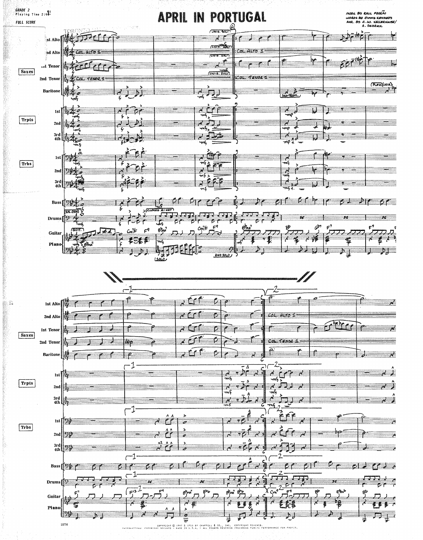 April In Portugal — Big Band sheet music arranged by A.Dedrick | Jazz Standard