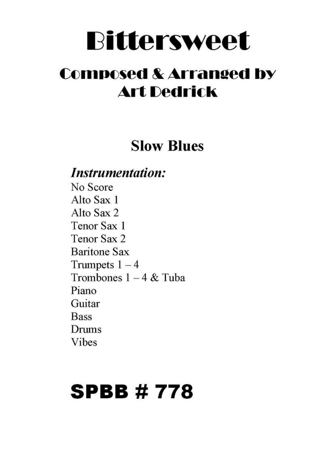 Bittersweet — sheet music cover (first page)