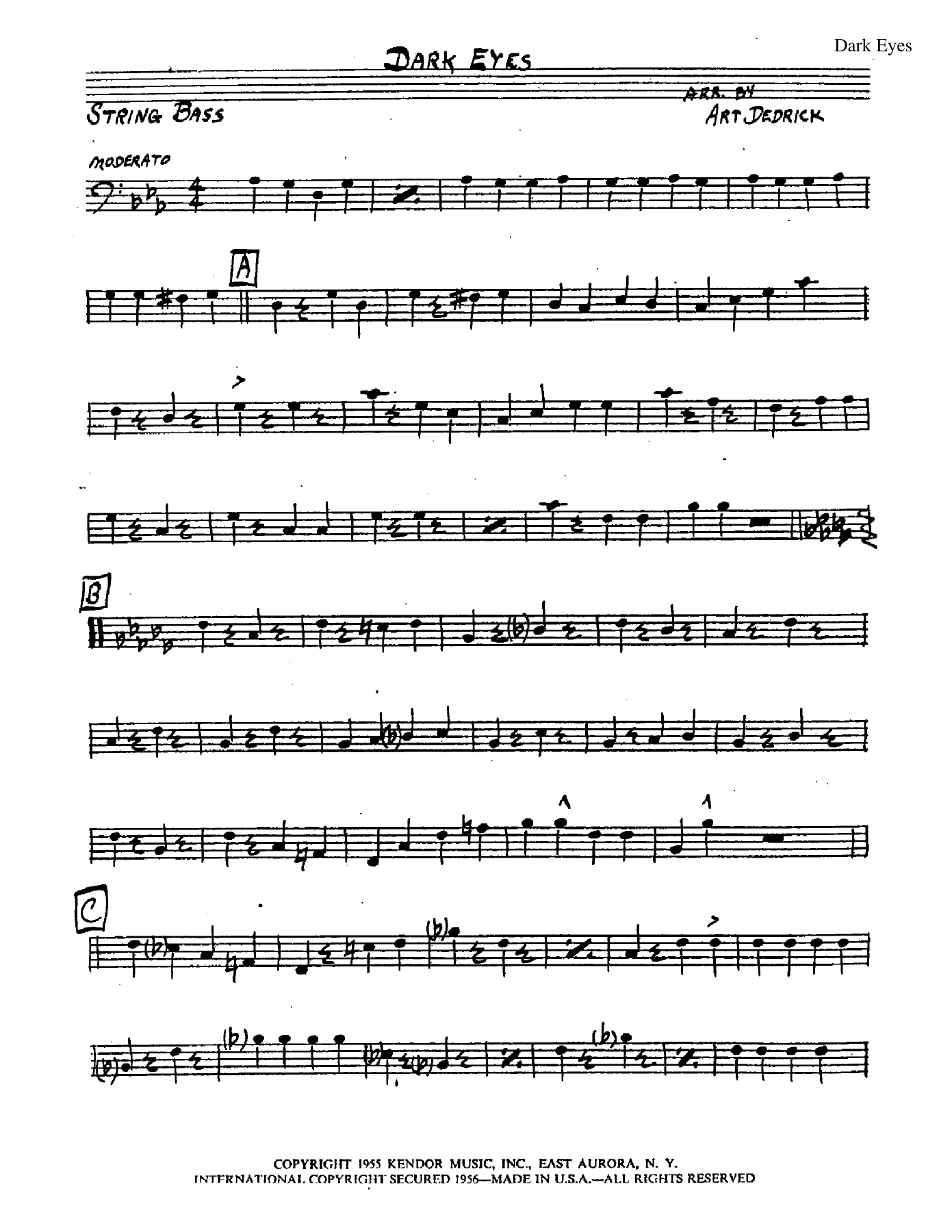 Dark Eyes — sheet music cover (first page)