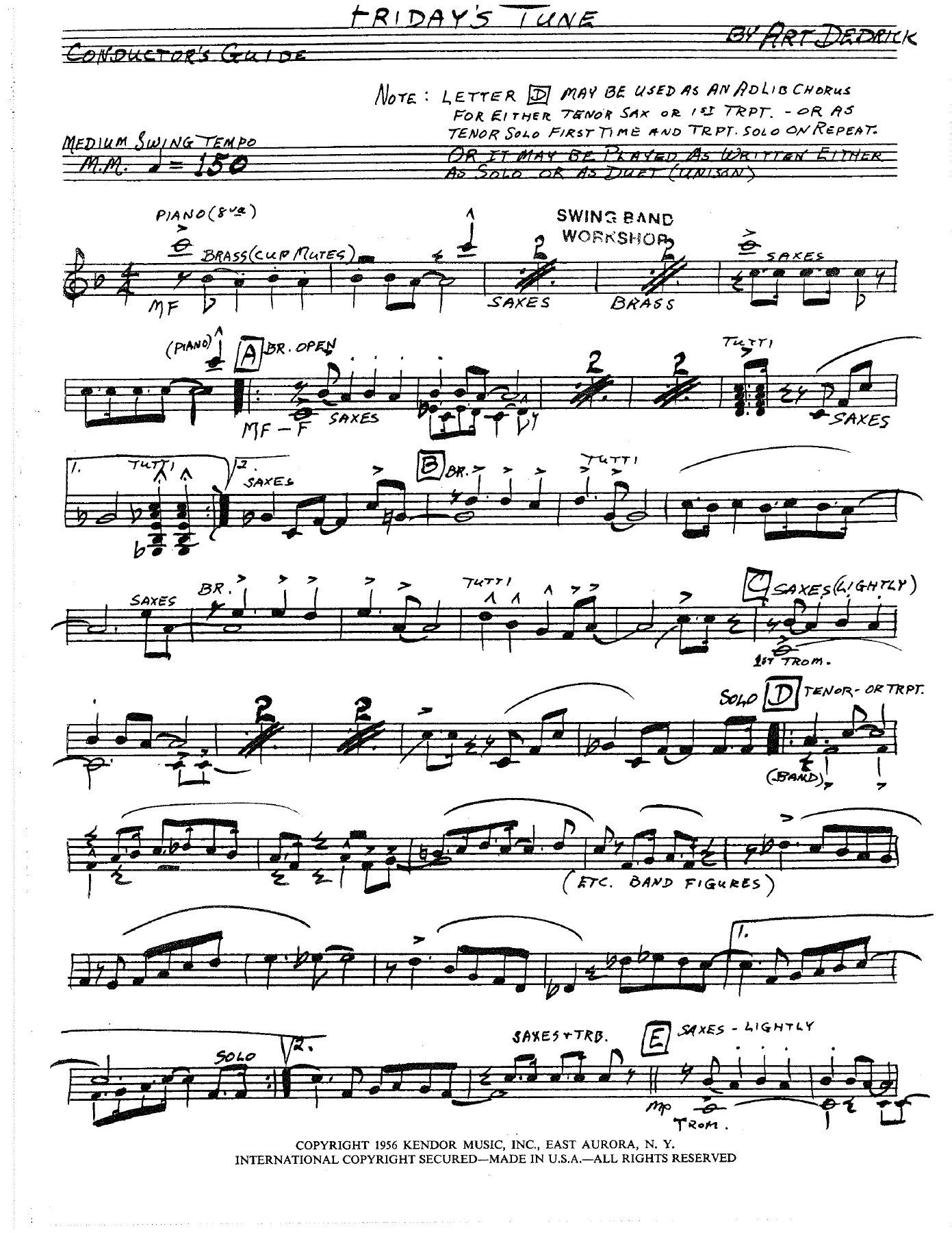 Friday's Tune — sheet music cover (first page)