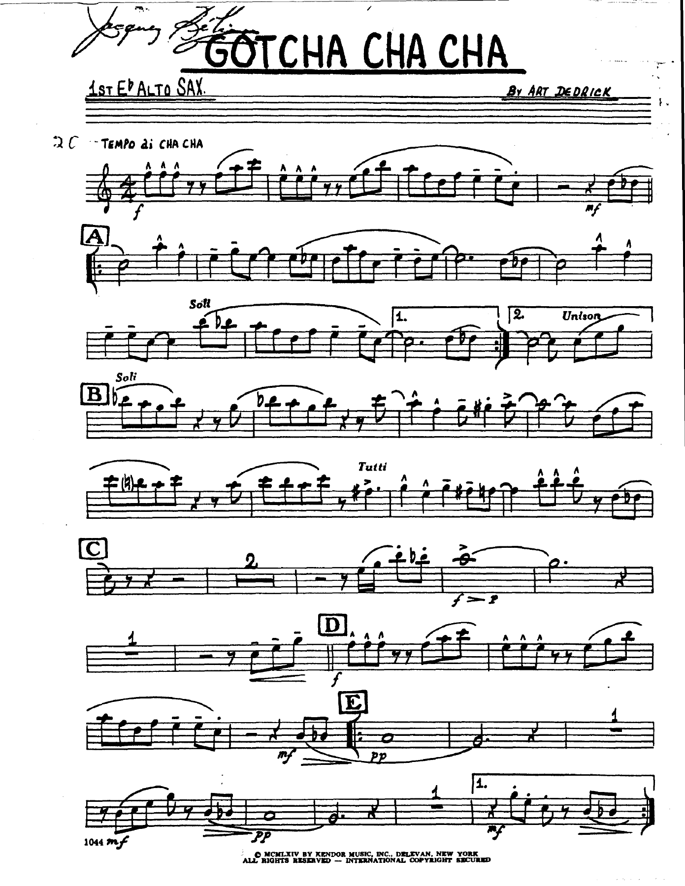 Gotcha Cha Cha — sheet music cover (first page)