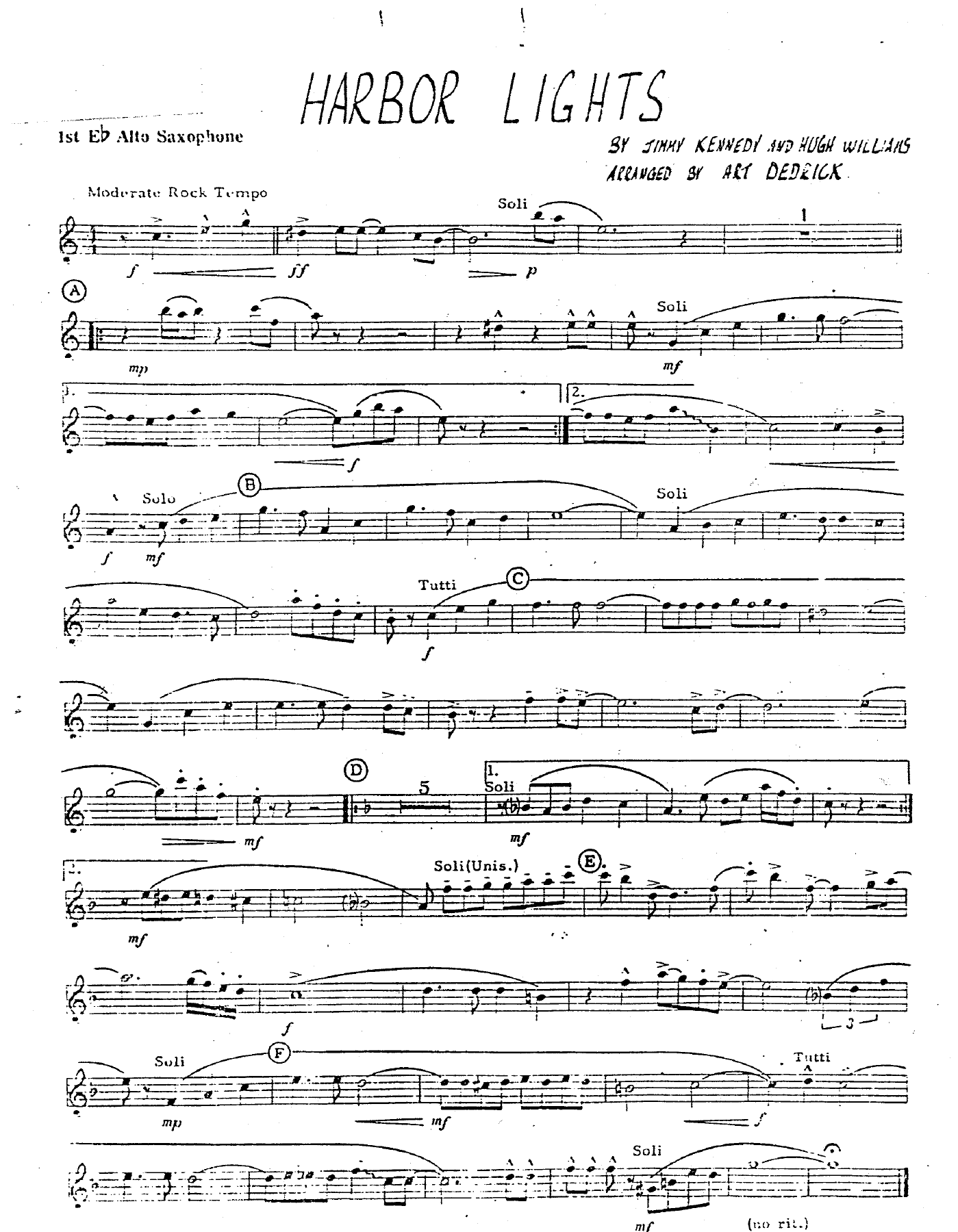 Harbor Lights — sheet music cover (first page)