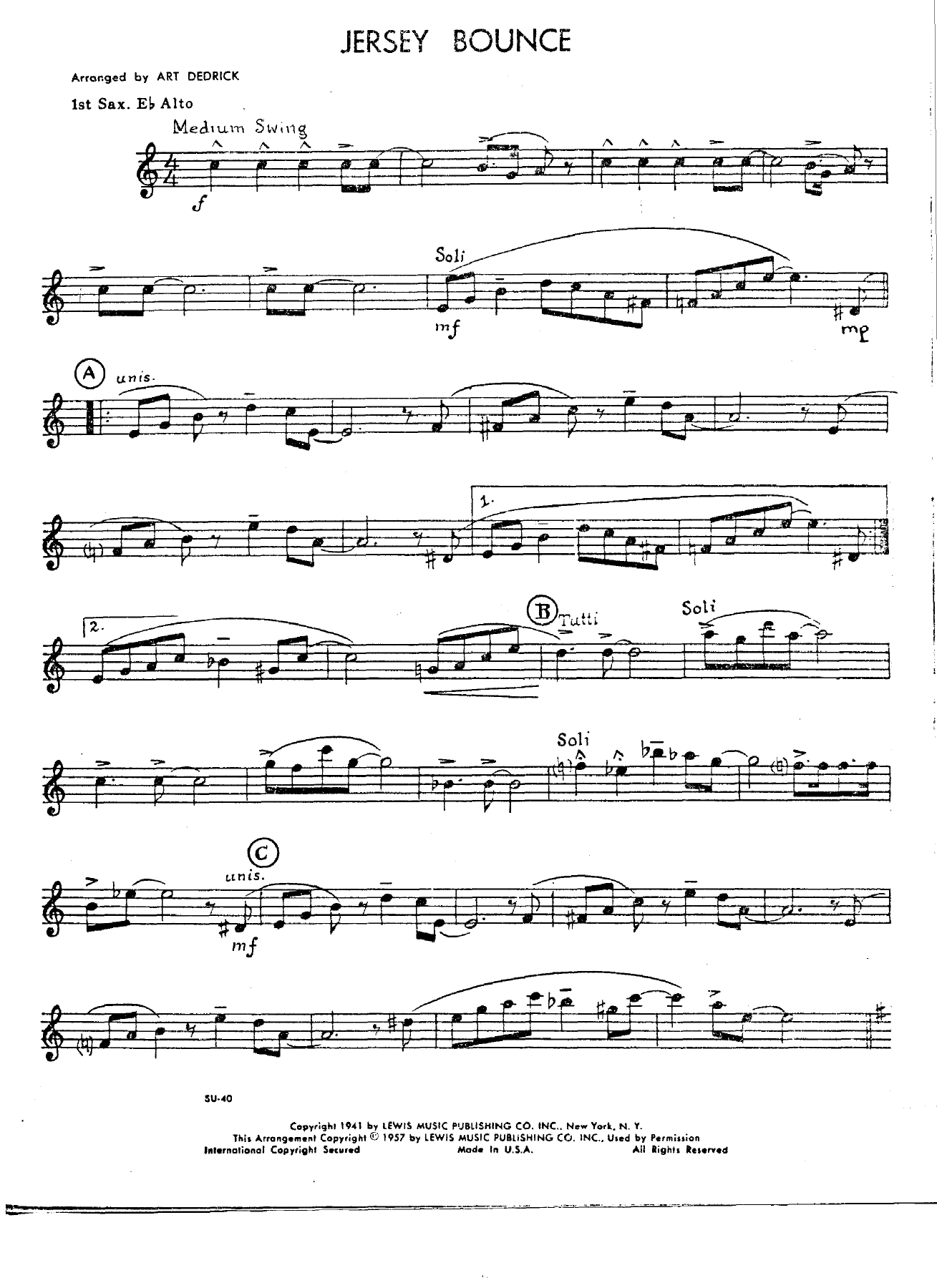 Jersey Bounce — Big Band sheet music arranged by A.Dedrick | Jazz Standard