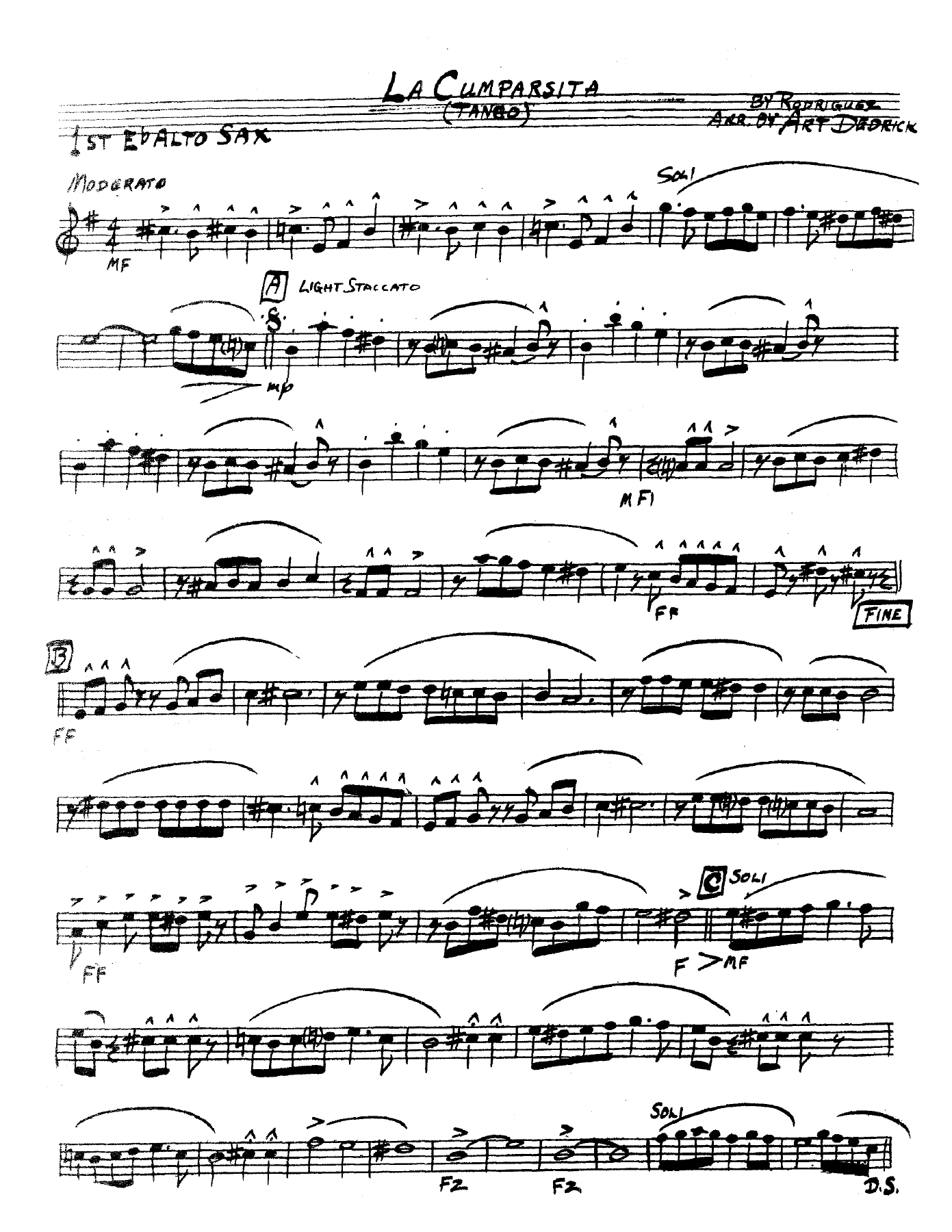 La Cumparsita — Big Band sheet music arranged by A.Dedrick | Jazz Standard