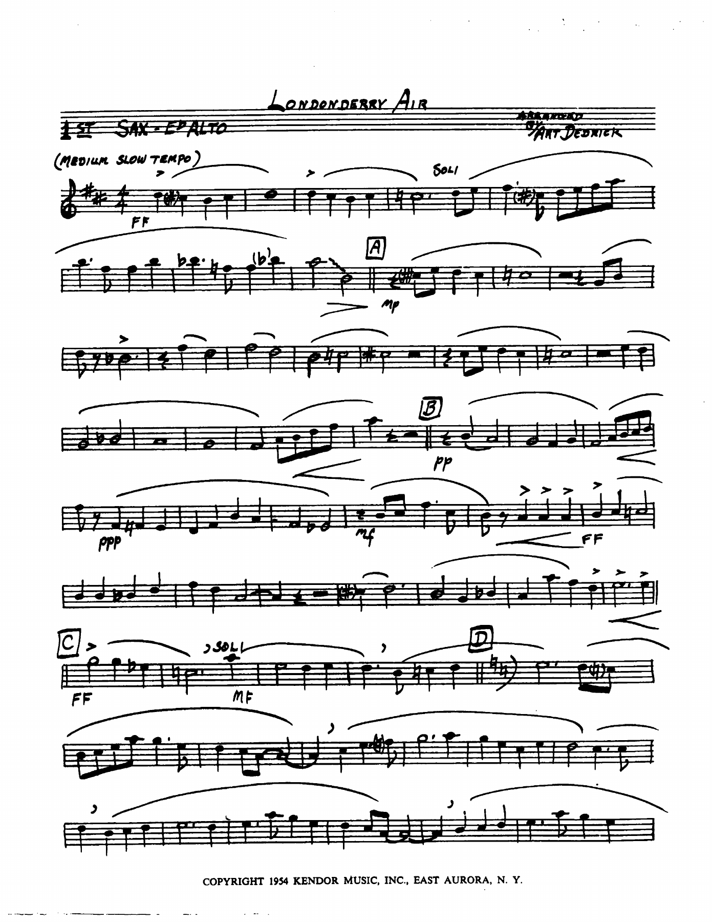 Londonderry Air — Big Band sheet music arranged by A.Dedrick | Jazz Standard