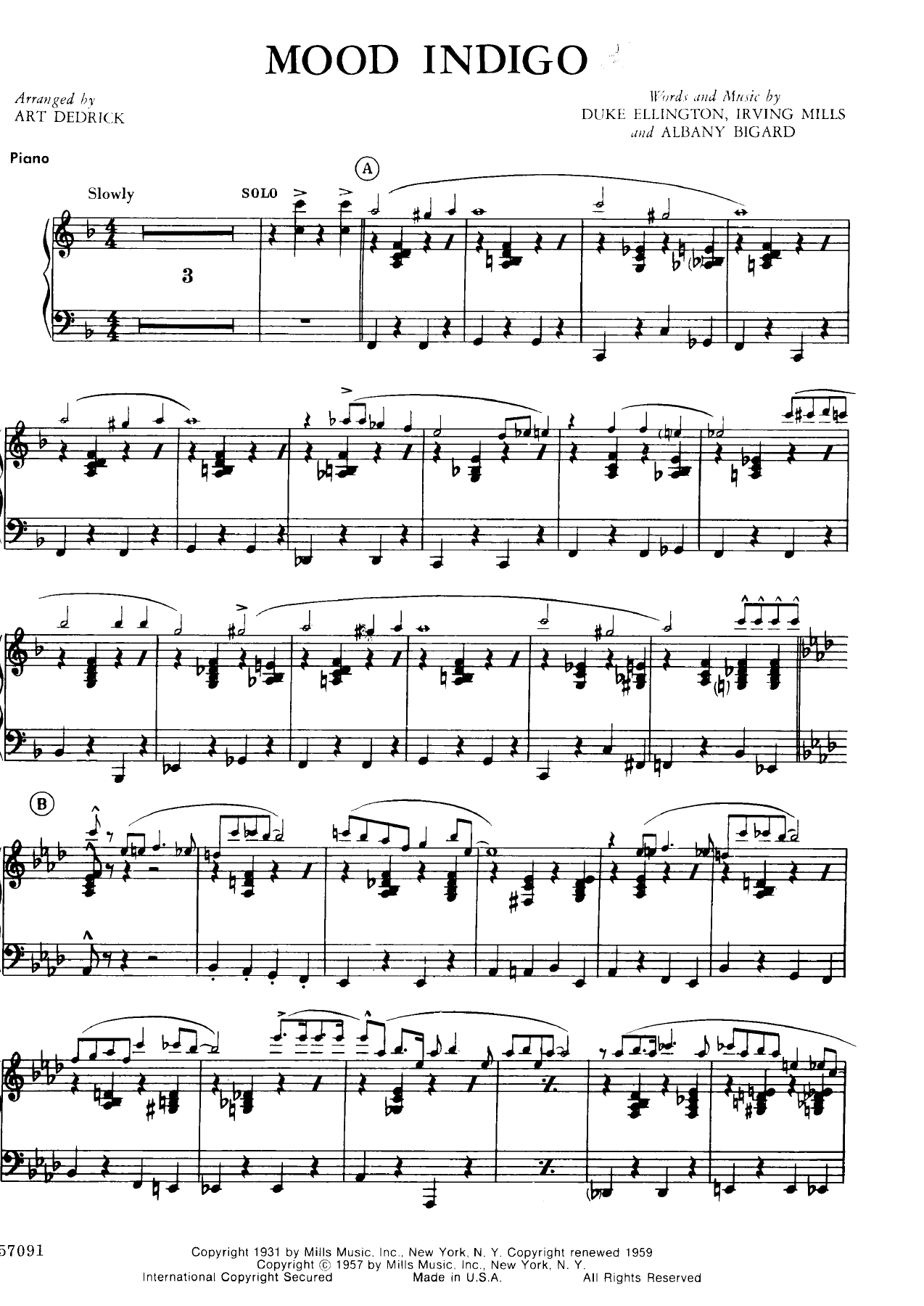 Mood Indigo — sheet music cover (first page)