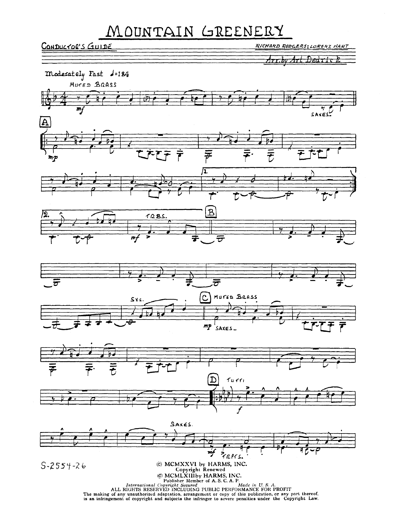 Mountain Greenery — sheet music cover (first page)