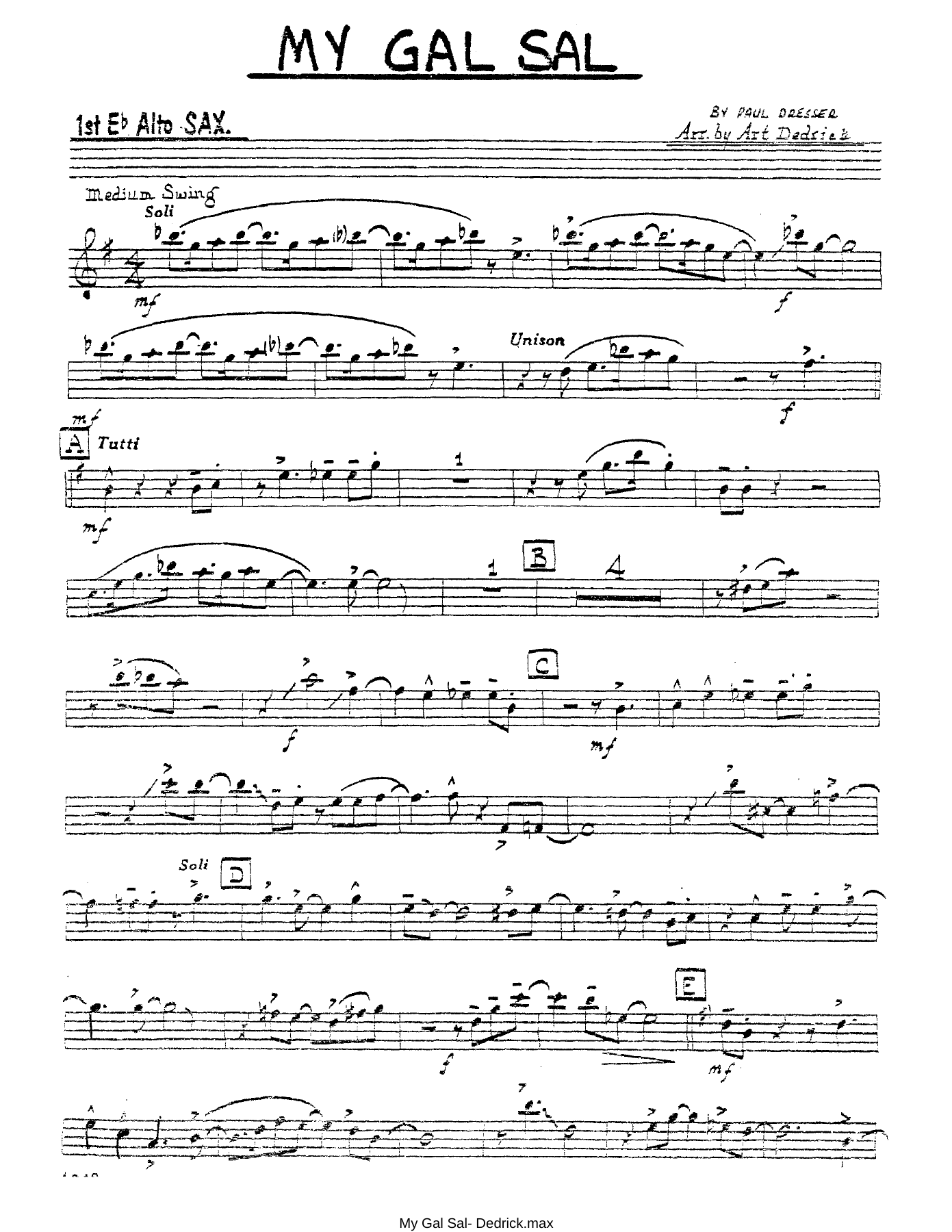 My Gal Sal — sheet music cover (first page)