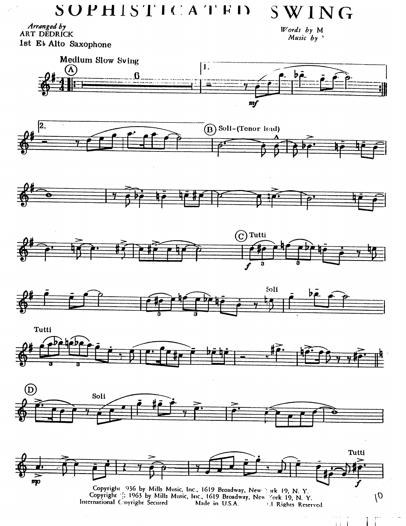 Sophisticated Swing — sheet music cover (first page)